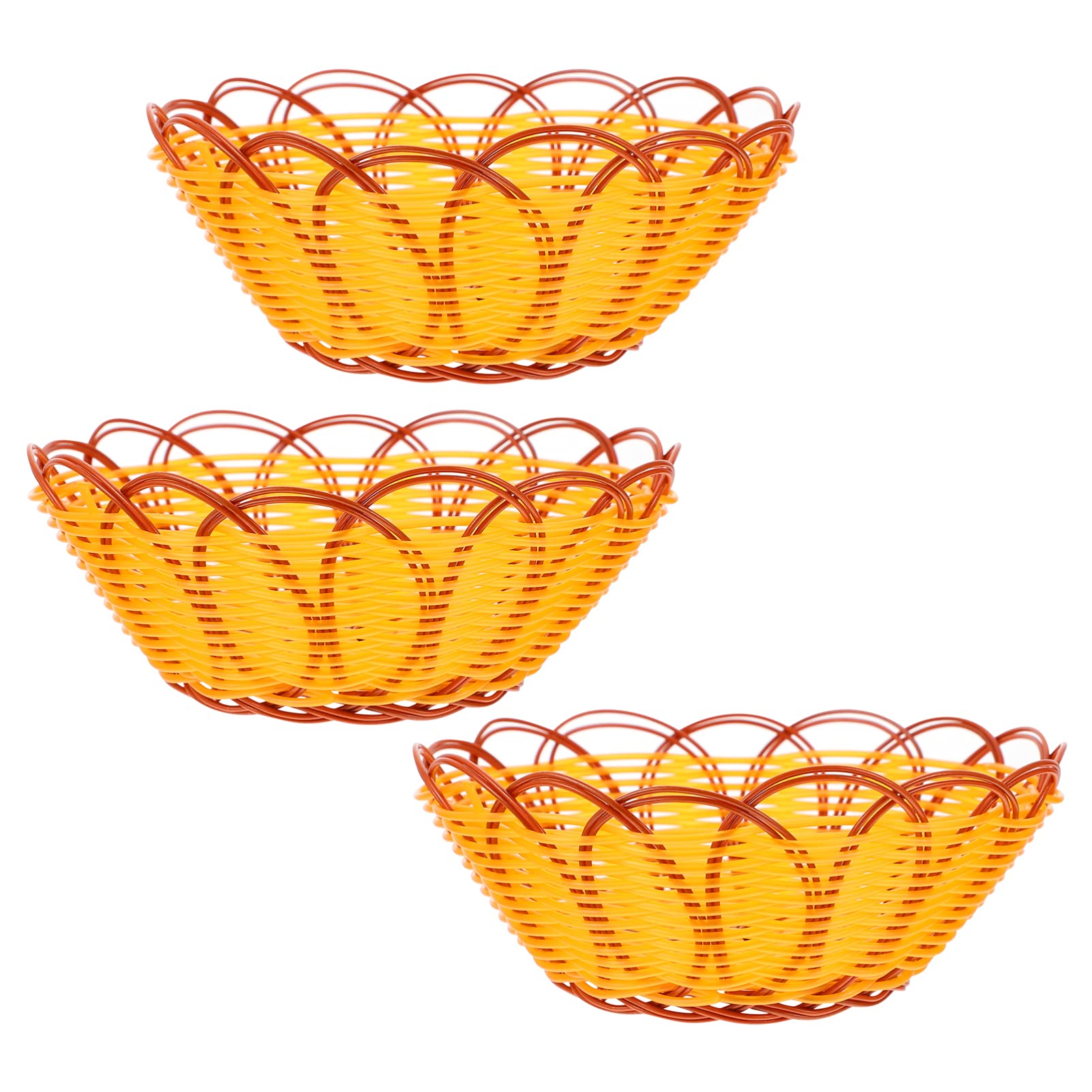 BESPORTBLE 3-Pack Woven Rattan Fruit Basket - 15cm Bread Serving Bowl for Snacks, Nuts, Chips | Perfect for Kitchen Counter, Dining Table, Picnic & Party Decor