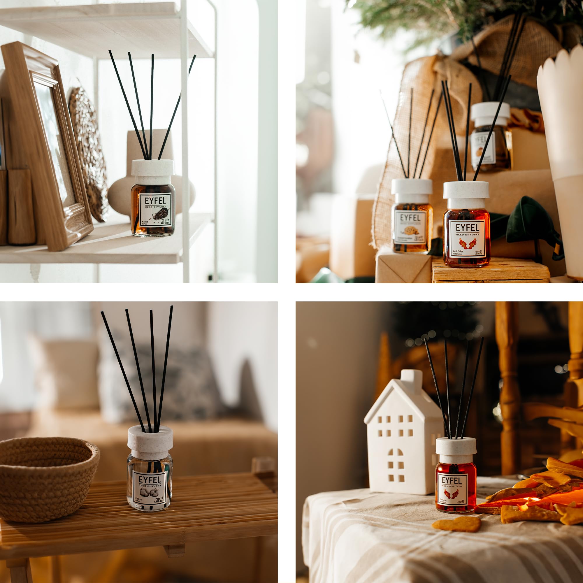 EYFEL Acacia Reed Diffuser Set - 4.05 fl oz Essential Oil Diffuser with Natural Rattan Sticks | Home Fragrance for Living Room, Bedroom & Bathroom | Aromatherapy Decor Gift Set for Housewarming & Relaxation