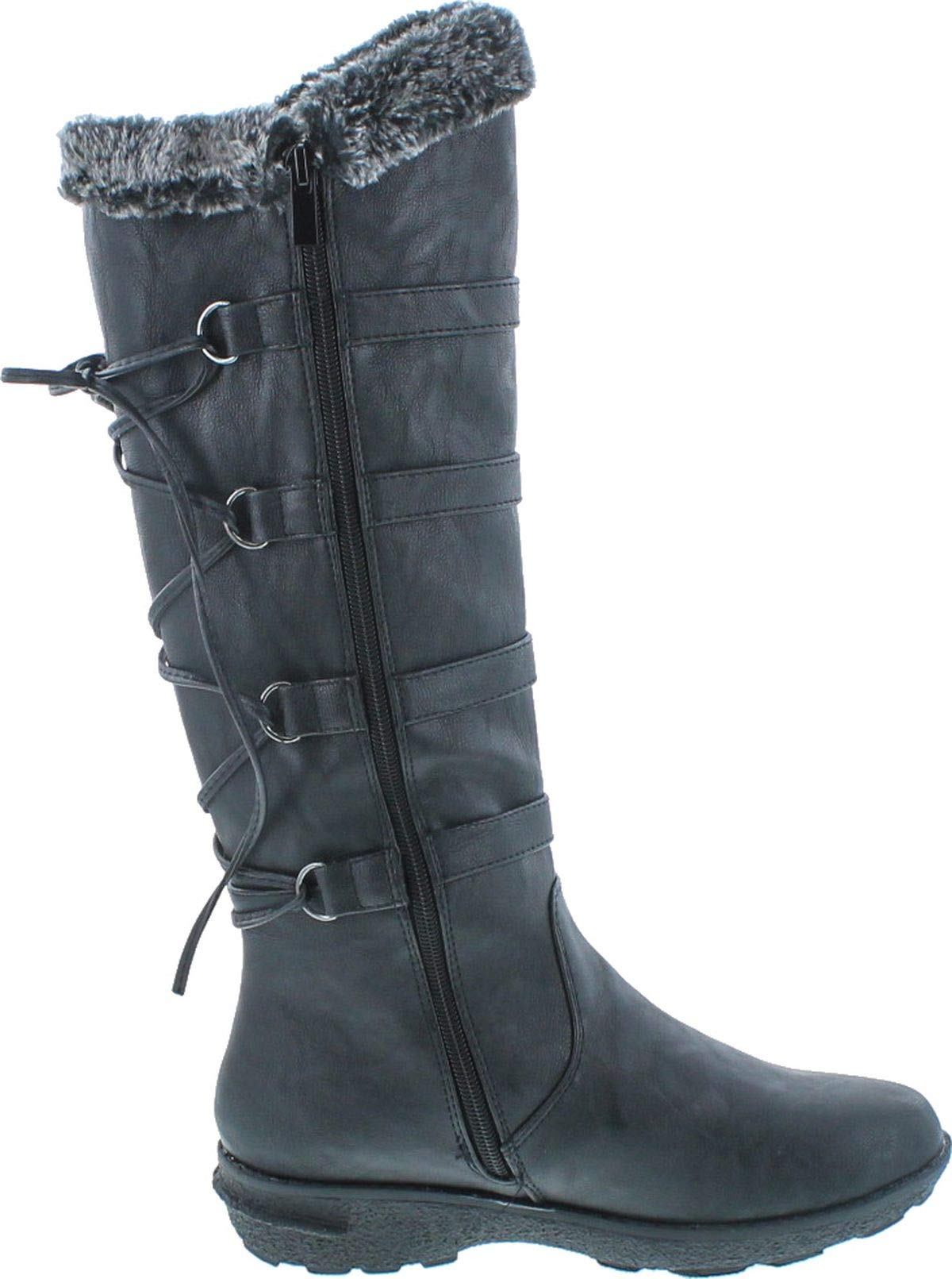 Forever Aura-42 Women's Lace-Up Knee High Boots - Winter Fashion Boots for Women - Perfect for Cold Weather, Snow, and Stylish Outfits