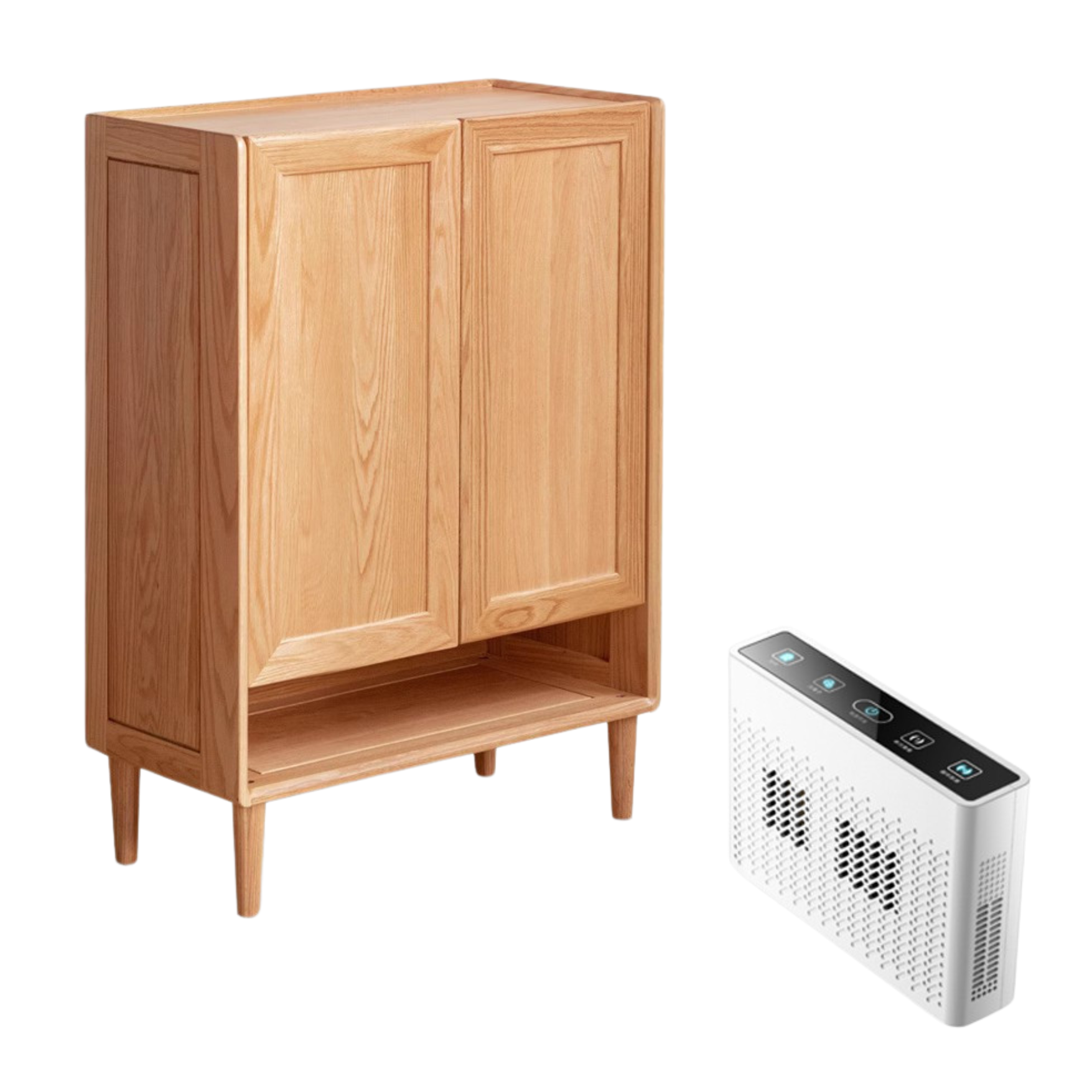 Solid Oak Wood Shoe Storage Cabinet with Bench - Entryway Shoe Organizer for Hallway, Living Room & Bedroom - Perfect for Changing Shoes & Organizing Footwear