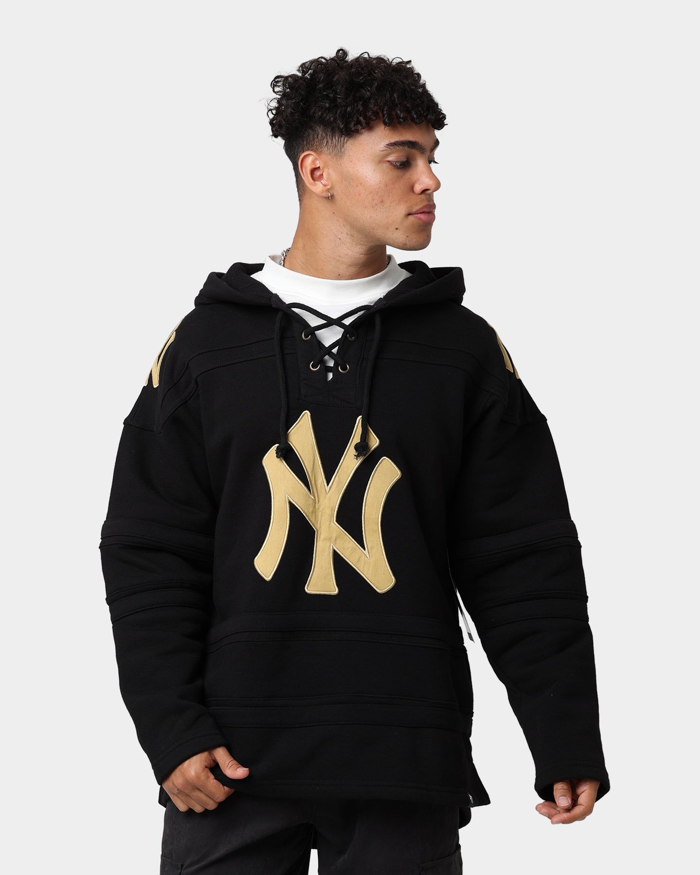 47 Brand New York Yankees Superior Lacer Hoodie - Black & Gold - Men's Baseball Fan Apparel for Game Day & Casual Wear