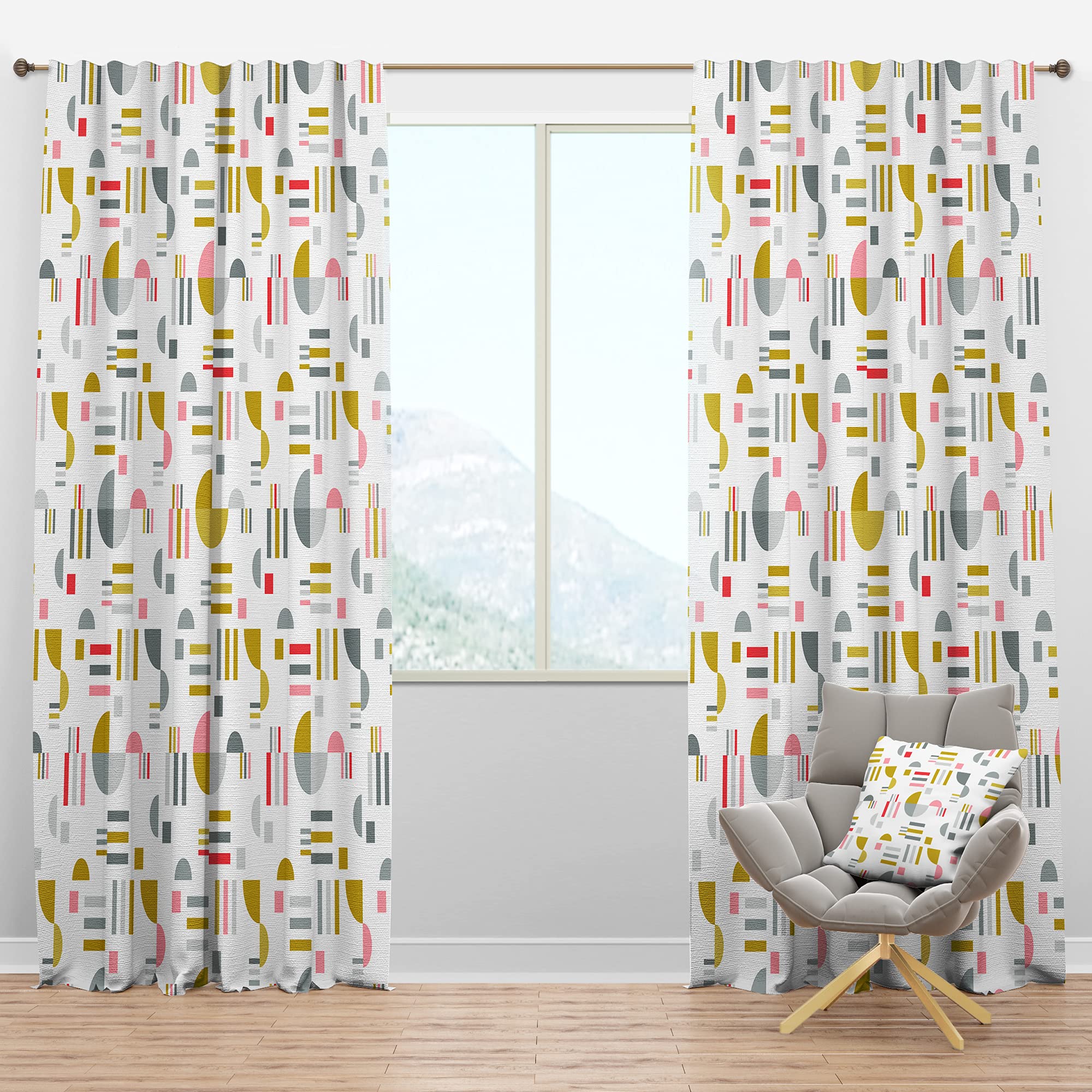 DesignQ Blackout Curtains 'Retro Abstract Design XVI' - Thermal Insulated Single Panel (52x63 inches) for Bedroom & Living Room - Noise Reducing & Energy Saving Window Drapes for Home Decor & Office Use