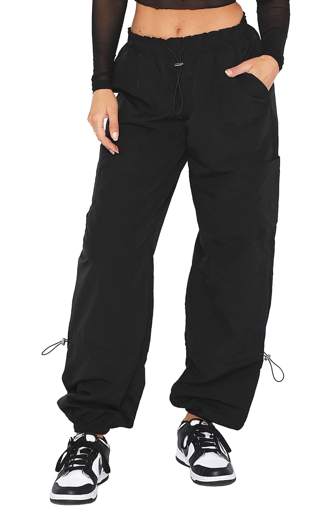 Women's Cargo Pants - Baggy Parachute Pants for Women | Y2K Fashion, Rave & Festival Outfits | Perfect for Streetwear, Concerts & Outdoor Adventures
