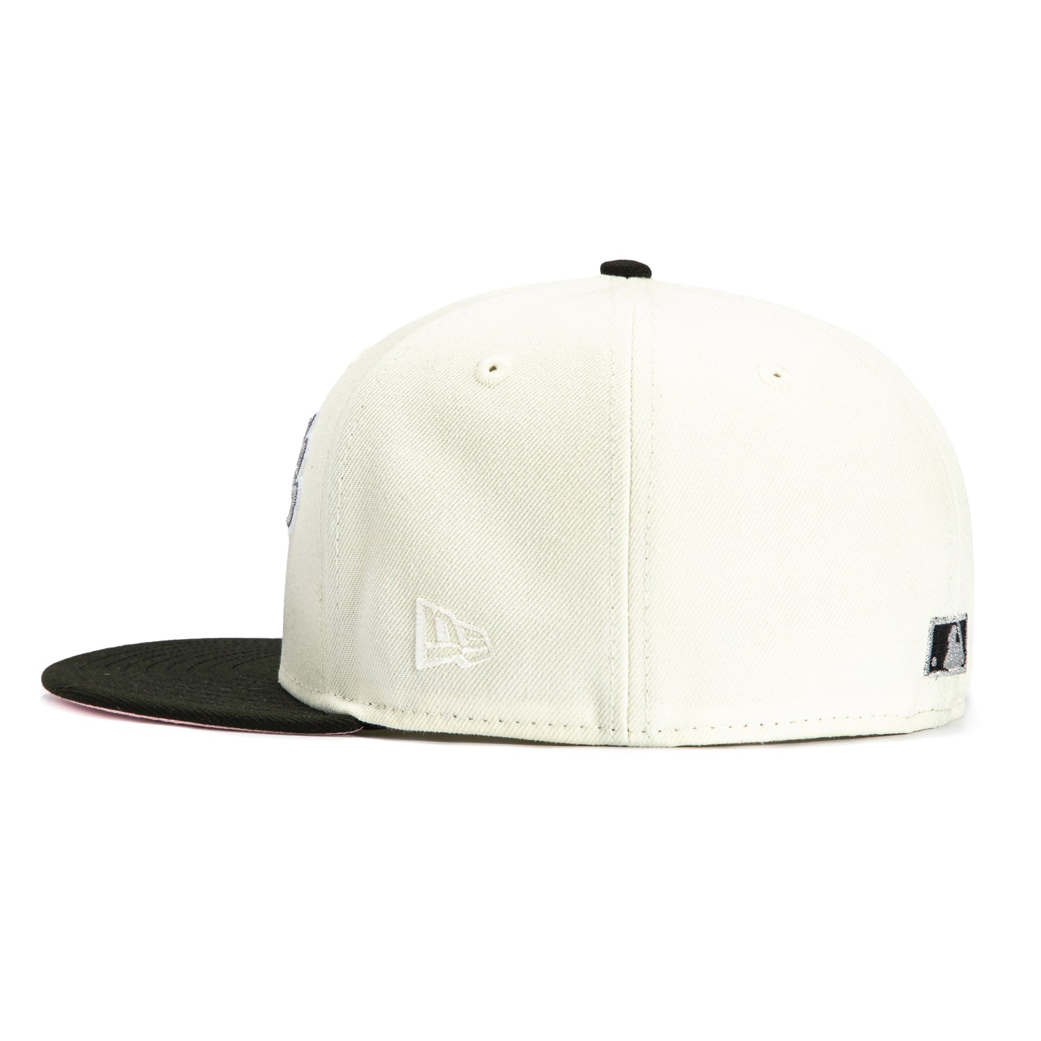 New Era 59Fifty New York Mets 50th Anniversary Patch Script Hat - White, Black & Metallic Silver | MLB Baseball Cap for Fans & Collectors | Perfect for Games, Tailgating & Everyday Wear