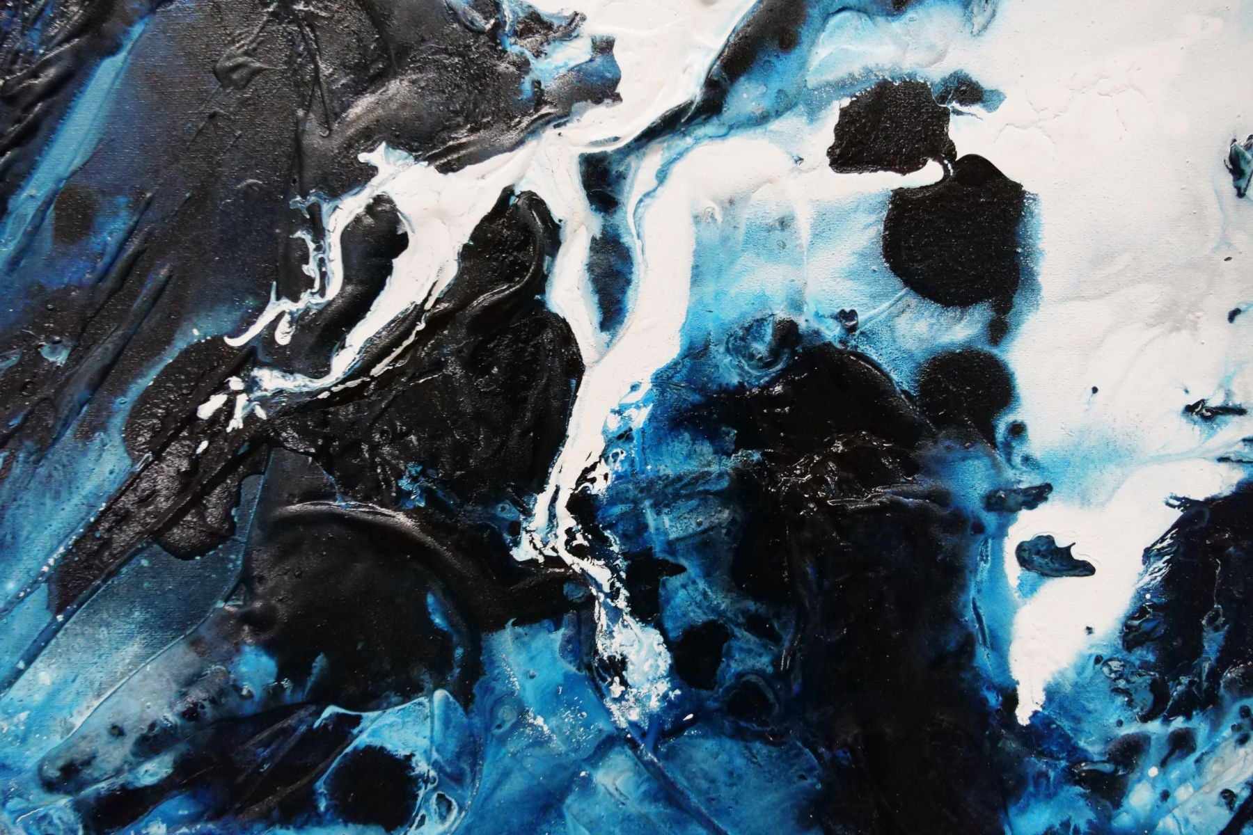 Midnight Genie 160cm x 100cm Blue Grey Textured Abstract Canvas Wall Art - Perfect for Living Room, Bedroom & Office Decor