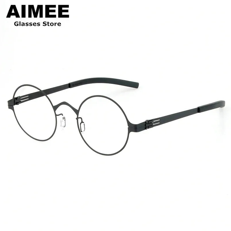 Aimee Women's Full Rim Round Screwless Steel Eyeglasses Frame 1176 - Lightweight Comfortable Eyewear for Reading, Work & Fashion Accessories