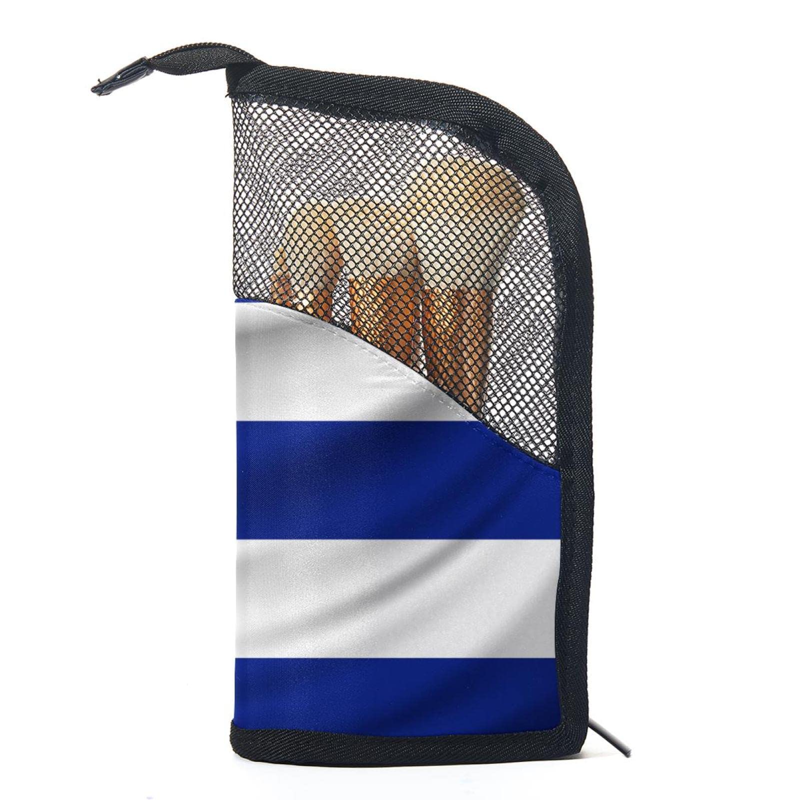 **12-Piece Makeup Brush Organizer Bag with Cuba Flag Pattern - Portable Travel Cosmetic Brush Holder Case for On-the-Go Beauty Touch-Ups**