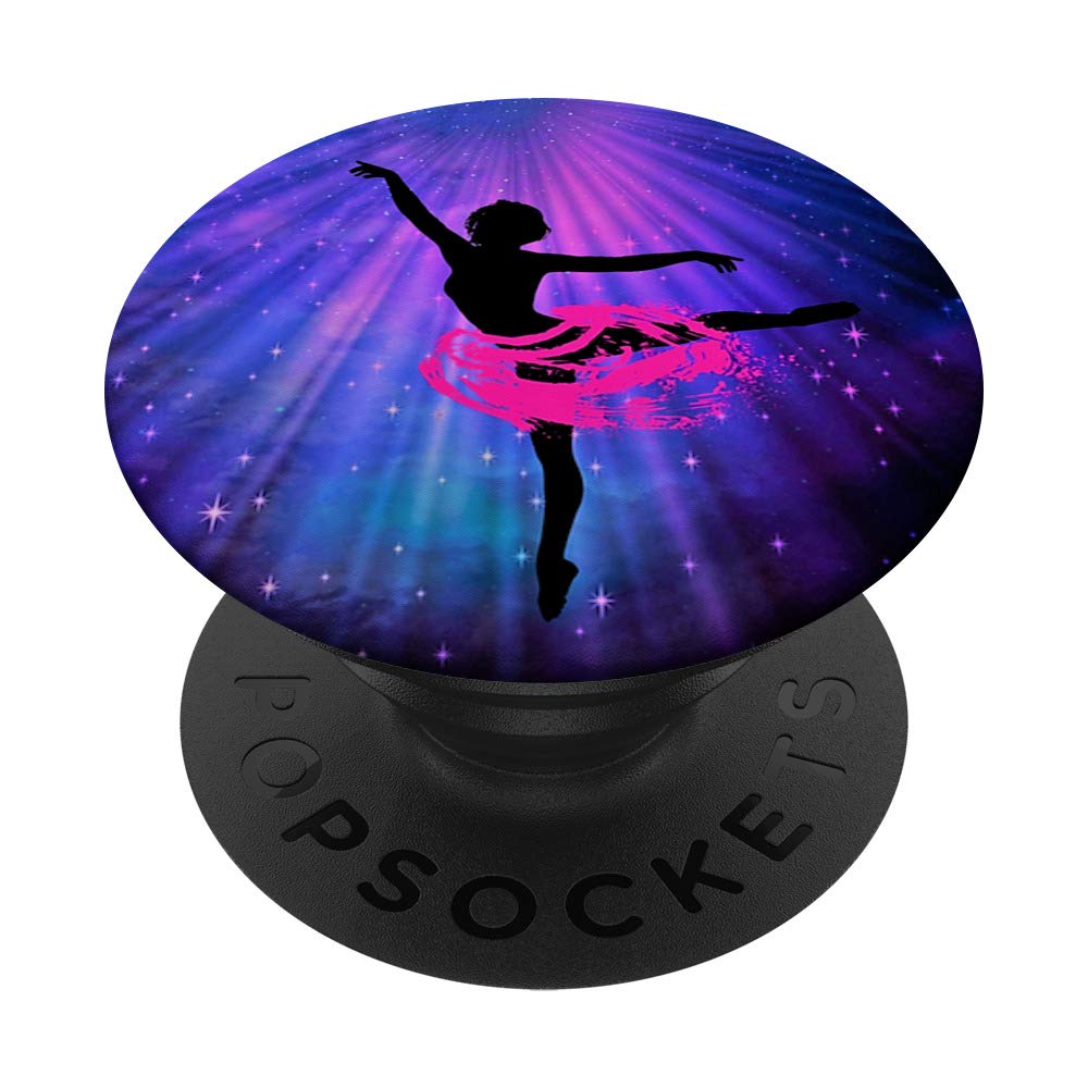 Ballerina Dances in Pink Light PopSockets PopGrip - Interchangeable Phone & Tablet Stand with Swappable Base | Perfect for Dancers, Gymnasts & Ballet Lovers