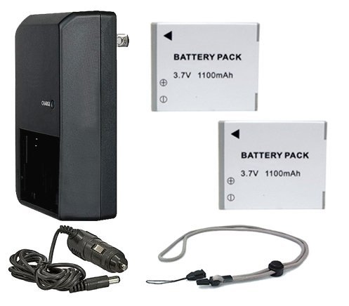 Canon PowerShot SD1300 IS High Capacity Replacement Batteries (2-Pack) with AC/DC Travel Charger & Krusell Multidapt Neck Strap - Perfect for Travel Photography, Vlogging, and Everyday Shooting