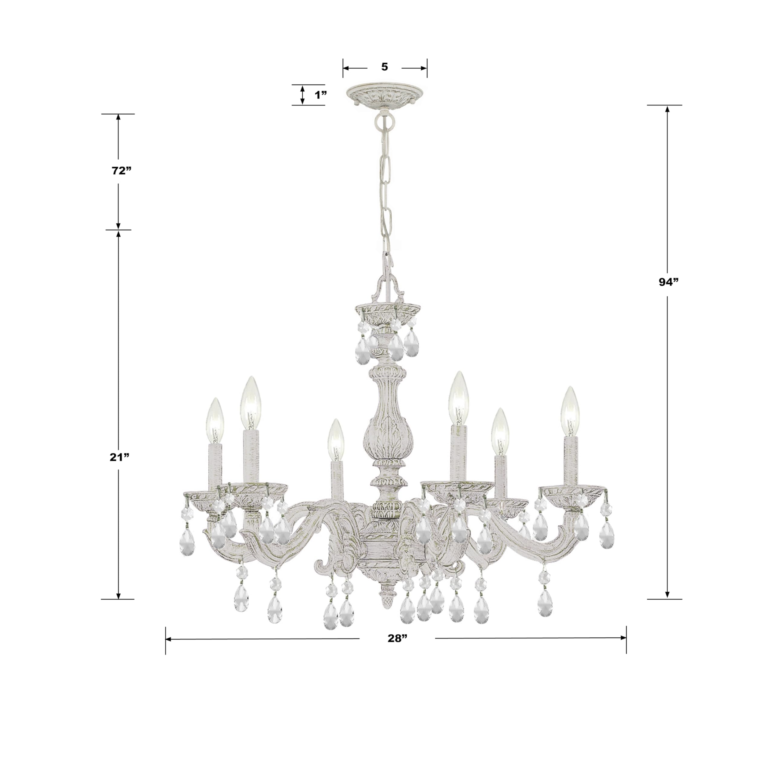 Paris Market 6-Light Clear Crystal Antique White Chandelier - Elegant Dining Room & Bedroom Lighting Fixture for Home Decor
