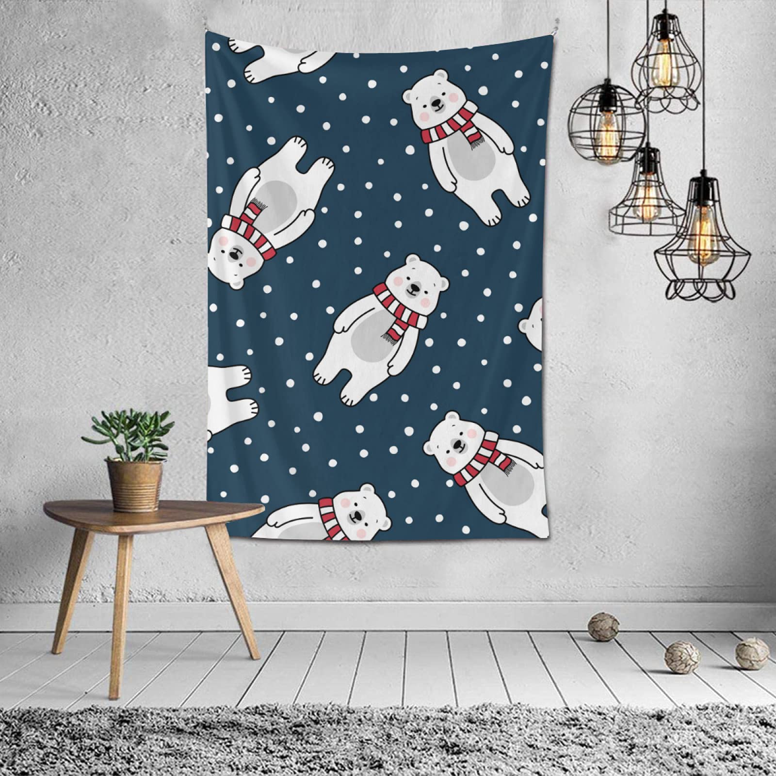 Cute Polar Bear Tapestry Wall Hanging - TropicalLife NIxux Aesthetic Bedroom Decor, 40x60 Inch Polyester Fabric Art for Cozy Home & Dorm Room Decorations