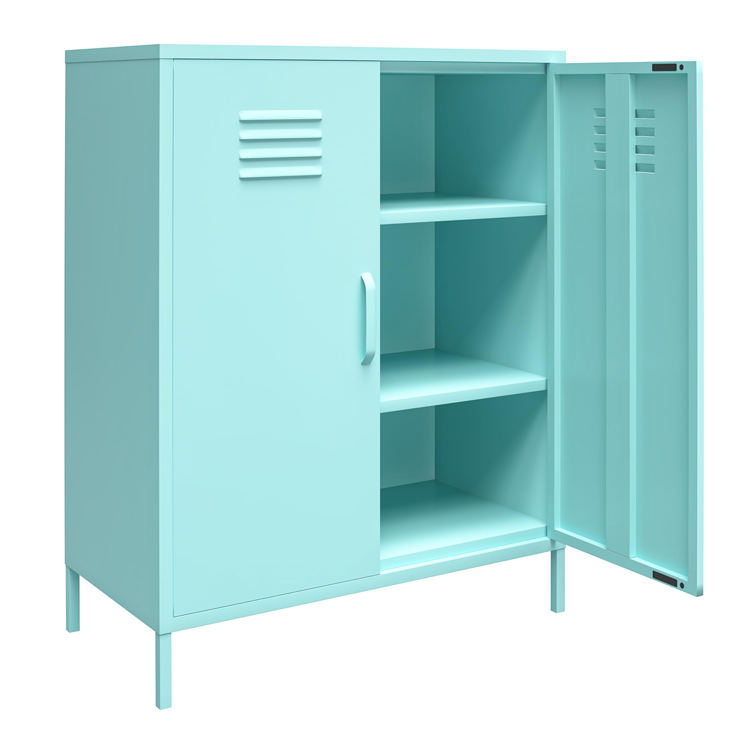 Novogratz Cache 2-Door Metal Locker Storage Cabinet in Mint Green - Perfect for Home, Office, Dorm & Garage Organization