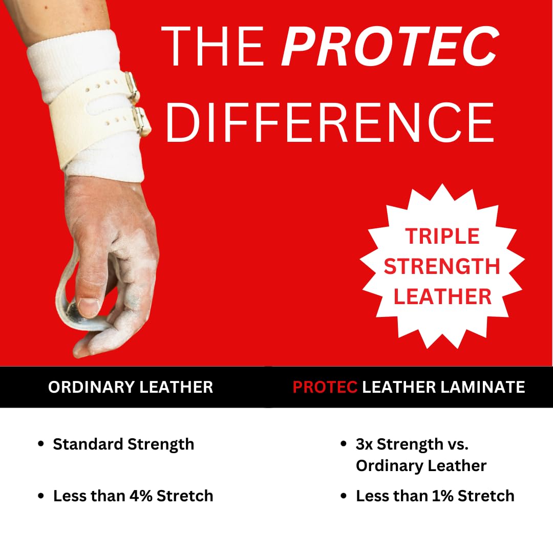Reisport Protec Ring Gymnastics Grips for Men - Premium Triple Strength Leather Hand Grips for Gymnastics Rings - Durable Training Equipment for Advanced Athletes - Perfect for CrossFit, Olympic Training & Home Workouts