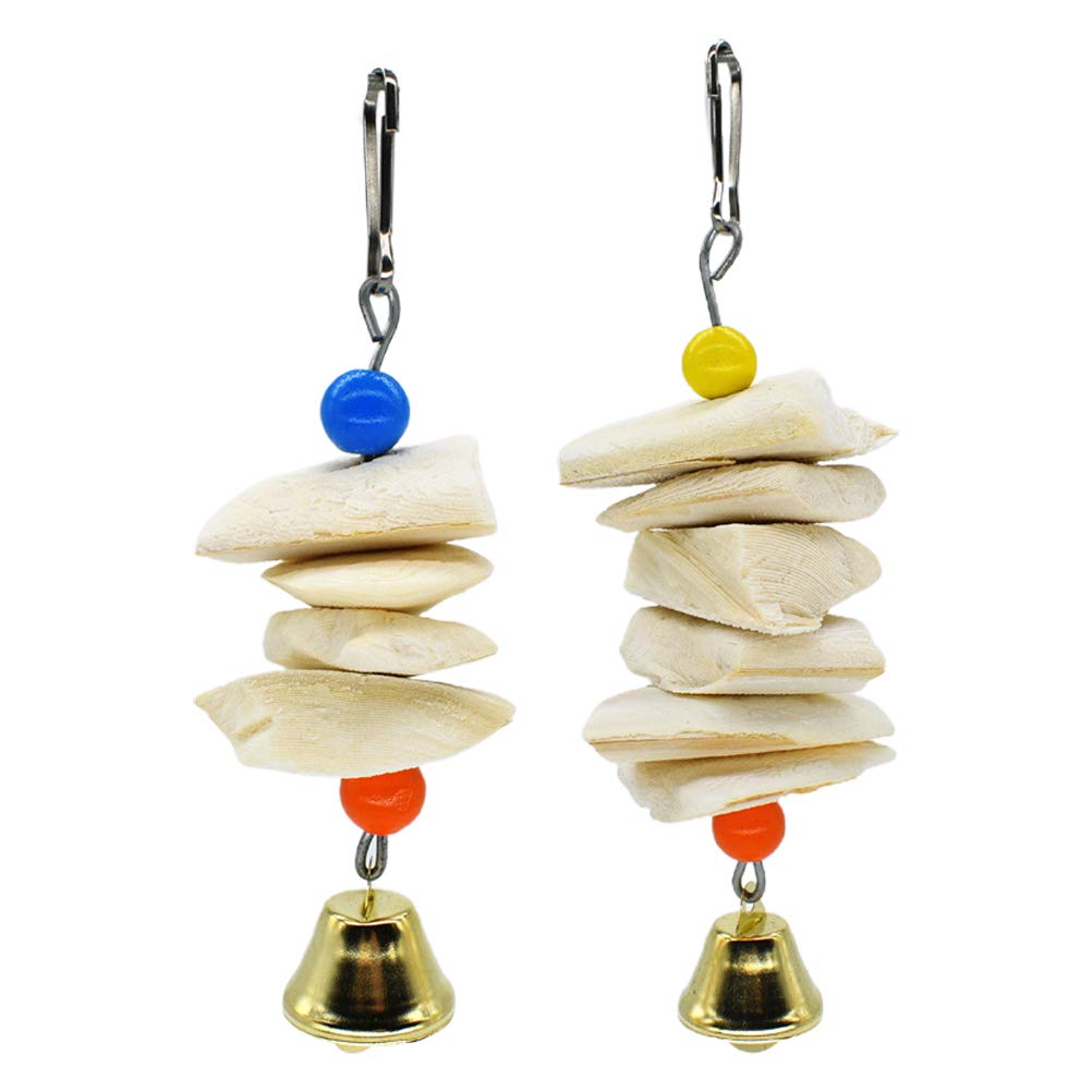 2pcs Colorful Parrot Chew Toys - Natural Cuttlebone Biting Toys for Birds, Parakeets & Cockatiels - Promotes Beak Health & Stress Relief - Perfect for Cage Play & Training Enrichment