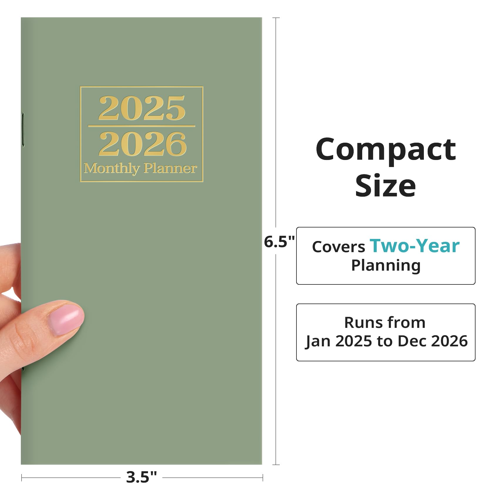 2025-2026 Pocket Calendar - 2 Year Monthly Planner (Jan 2025-Dec 2026) - Small 6.5