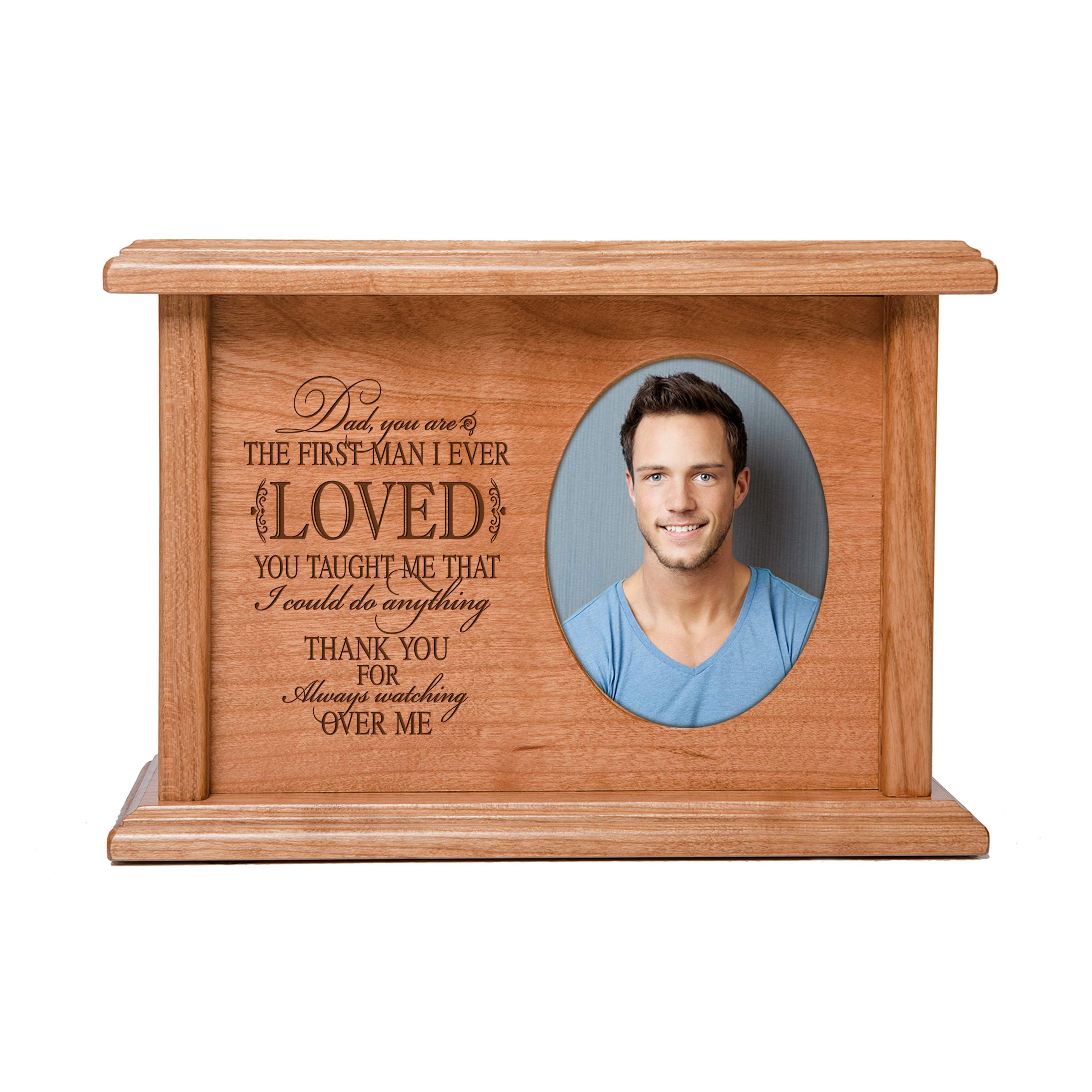 LifeSong Milestones Personalized Wooden Cremation Urn for Men - Memorial Keepsake for Father or Husband - Perfect for Home Display, Funeral Services & Remembrance Ceremonies