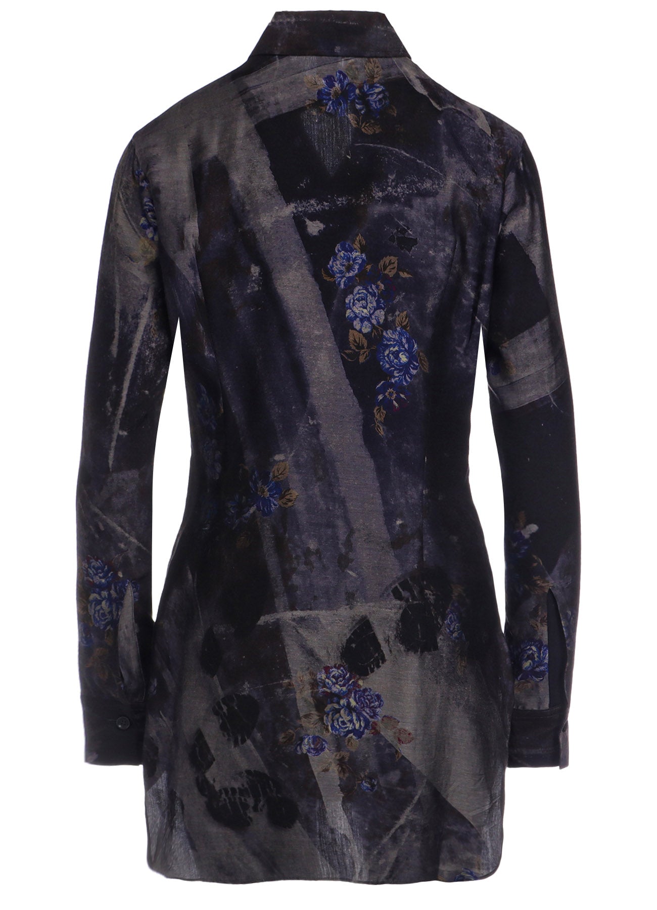 CU/Twill Stepped on Flower Print Open Neck Blouse - Women's Fashion Top for Casual Outings & Office Wear