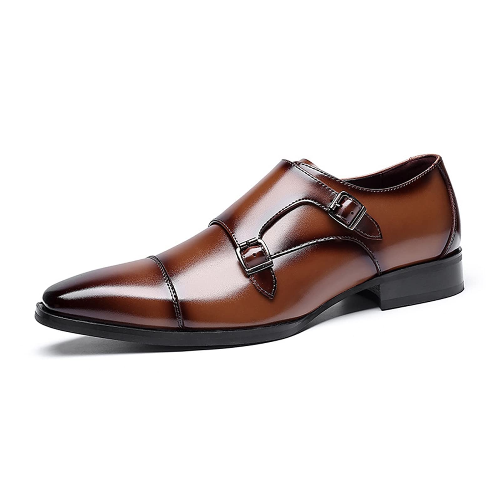 YHFKSIW Genuine Leather Double Buckle Monk Strap Dress Shoes for Men | Snake Print Cap Toe Italian Business Casual & Wedding Shoes | Perfect for Office, Formal Events & Special Occasions