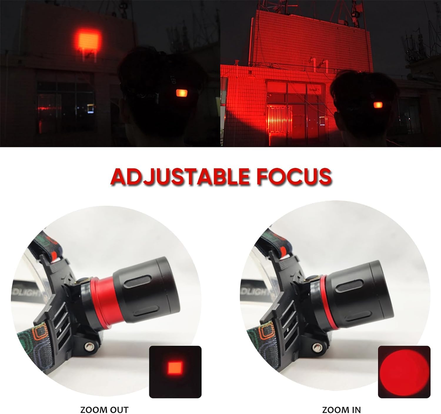 Rechargeable Red LED Hunting Headlamp - Super Bright 3 Modes for Coon, Coyote & Hog Hunting | Night Vision for Astronomy & Photography | Waterproof & Lightweight (Batteries Included) | Perfect for Predator Hunting, Camping & Outdoor Adventures