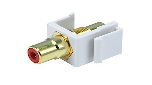 eDragon Keystone Jack - Modular RCA Connector with Red Center White | High-Speed Audio/Video Signal Transmission for Home Theater & Studio Setup