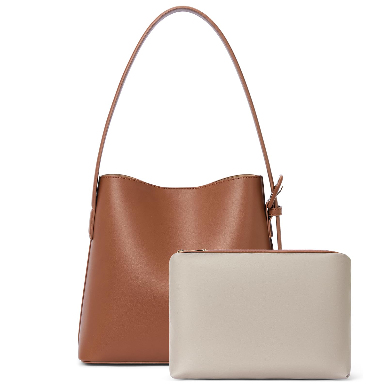BOSTANTEN Vegan Leather Bucket Bag for Women - Adjustable Shoulder Strap, Trendy Handbag for Work, Travel & Everyday Use