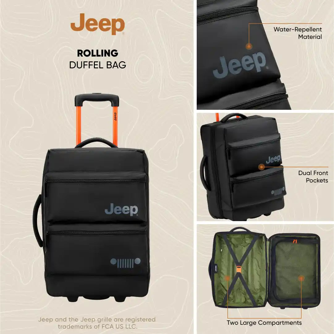 JS006B Small Rolling Duffel Bag - Lightweight Carry-On Luggage with Wheels for Travel, Gym & Weekend Getaways | Durable Spinner Suitcase for Men & Women | Perfect for Airports, Sports & Business Trips