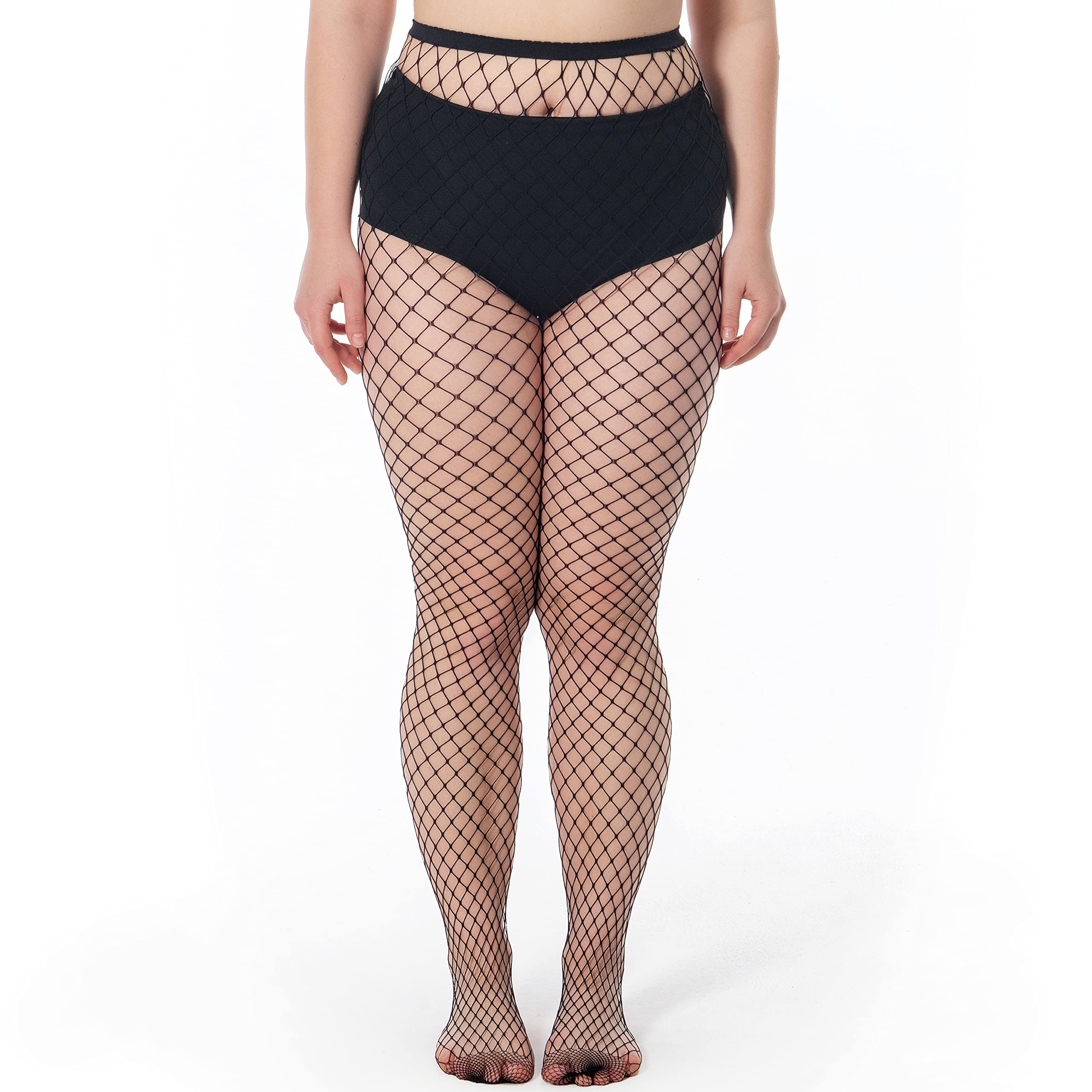 Sexy Women's Thigh High Fishnet Stockings - High Waist Pantyhose Tights for Cosplay, Halloween, Boudoir & Night Out