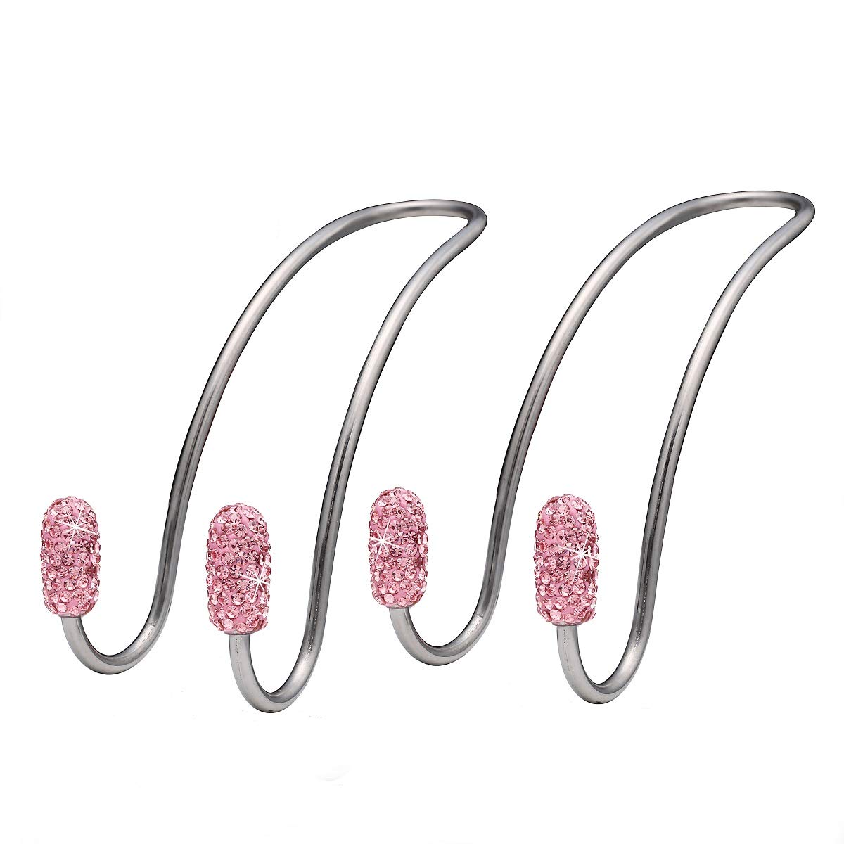 JOJOY LUX 2 Pack Bling Diamond Car Seat Back Organizer - Universal Headrest Hanger Hook for Auto Backseat Storage | Durable Vehicle Organizer Rack for Purses, Toys & Travel Essentials (Pink) - Perfect for Road Trips, Family Travel & Daily Commute