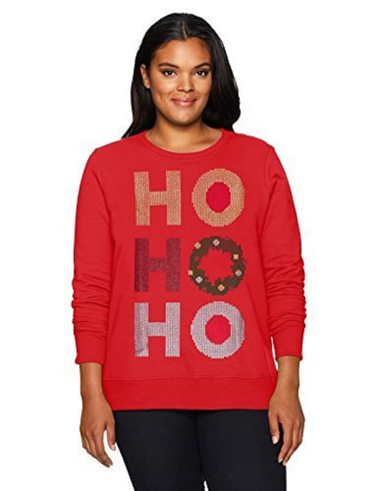 JUST MY SIZE Women's Plus Size Ugly Christmas Sweater - Festive Holiday Pullover for Parties & Family Gatherings
