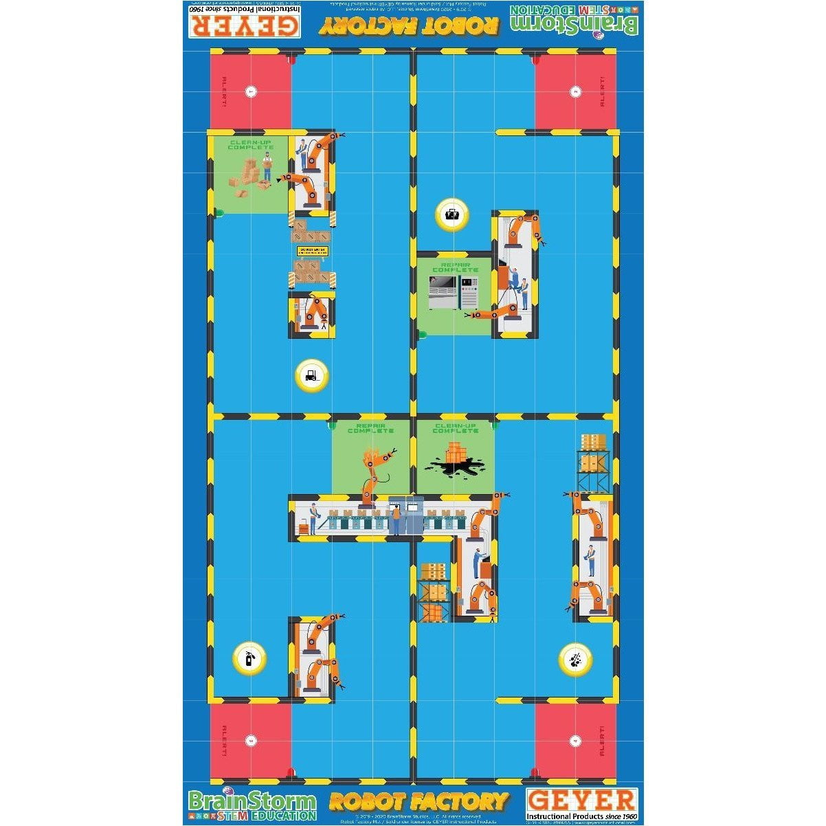 Geyer BrainStorm STEM Education Robotics Activity Mat: Robot Factory, 80 x 44.75 - Perfect for STEM Learning, Robotics Projects & Classroom Activities