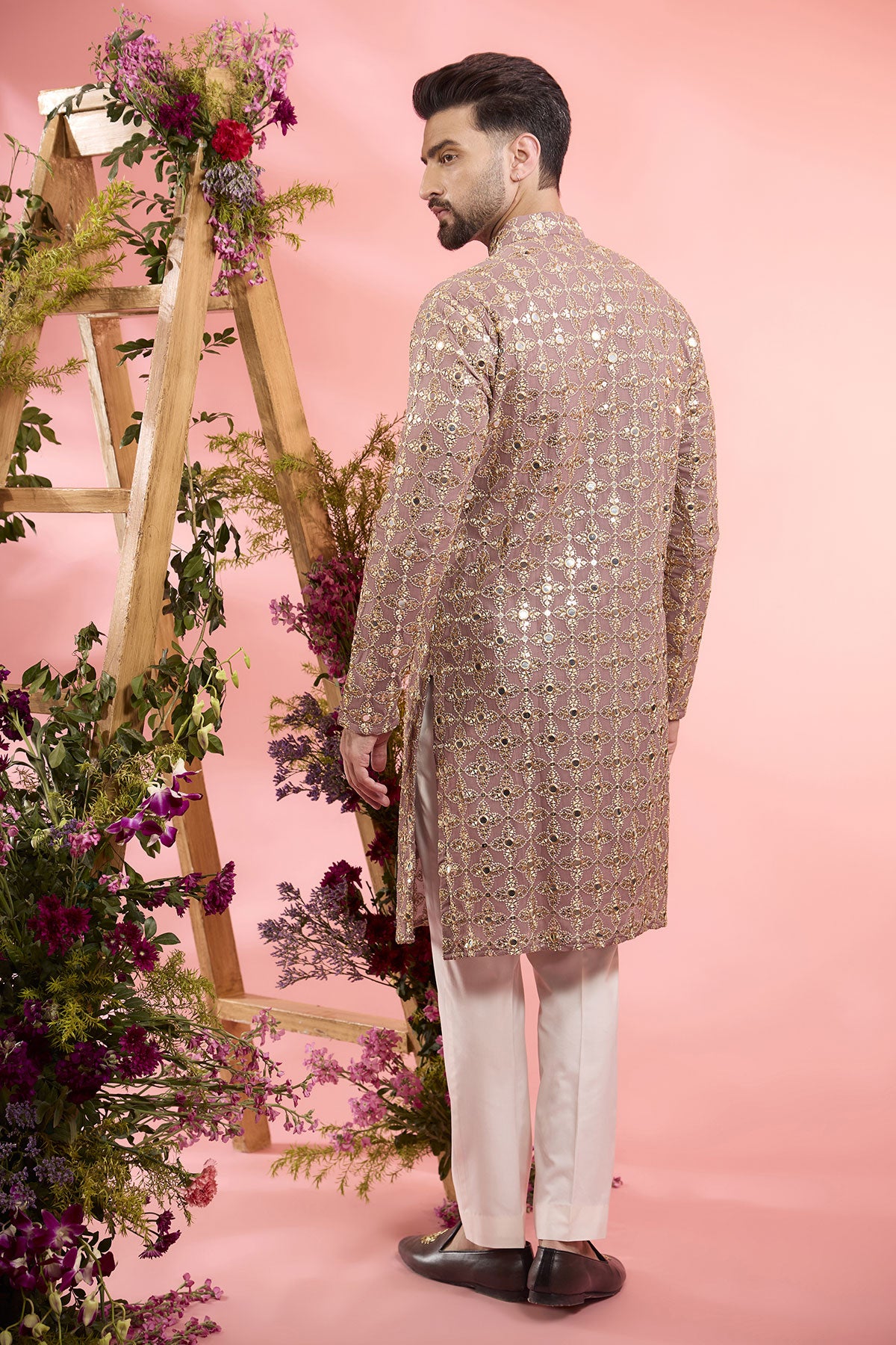 Elegant Plum Purple Georgette Kurta with Mirror Work Embroidery | Indian Ethnic Wear for Women | Perfect for Festivals, Weddings & Special Occasions