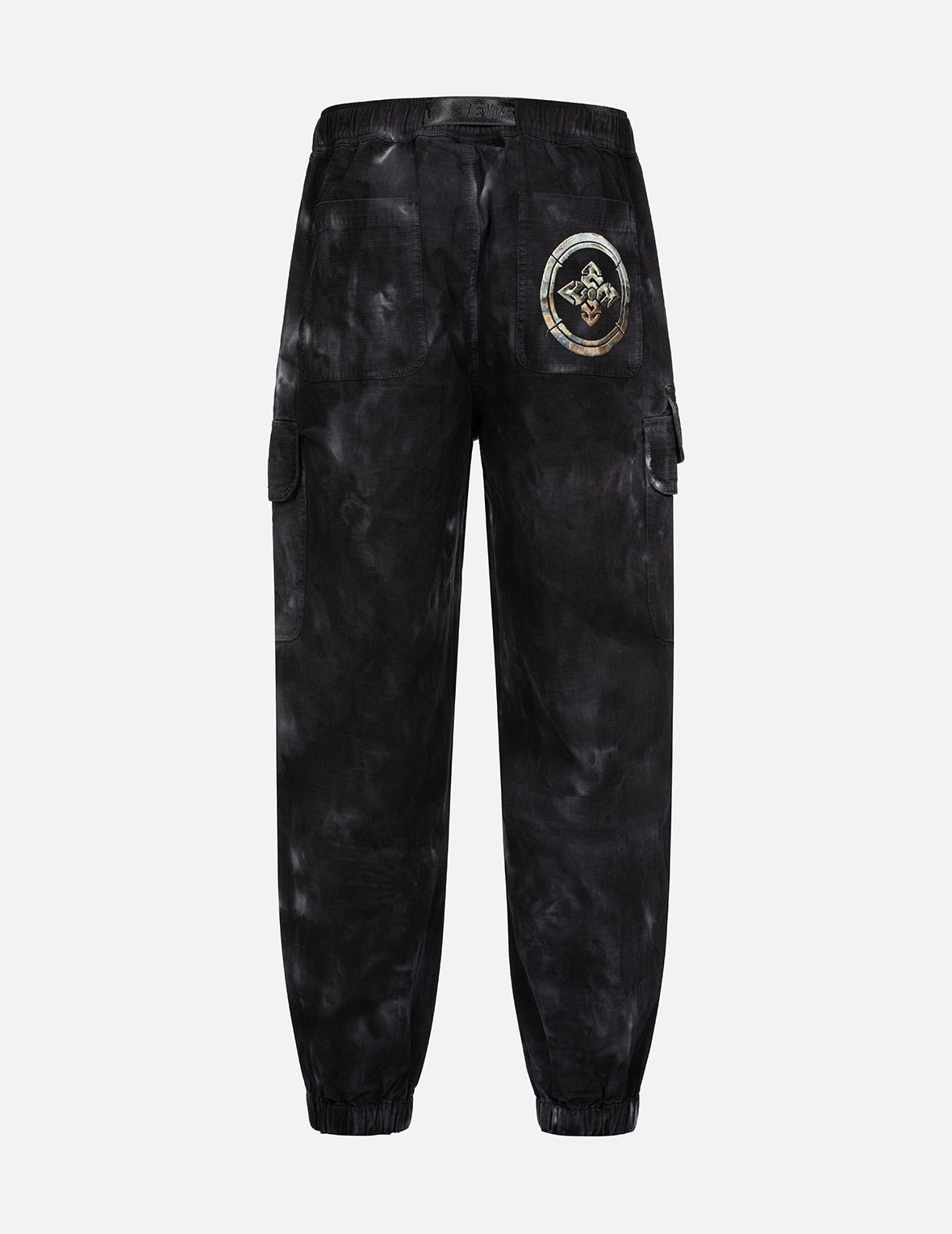 Kamon Embroidery Loose Fit Tie Dye Cargo Joggers for Men - Stylish Comfortable Streetwear Pants for Casual Wear, Workout & Outdoor Activities