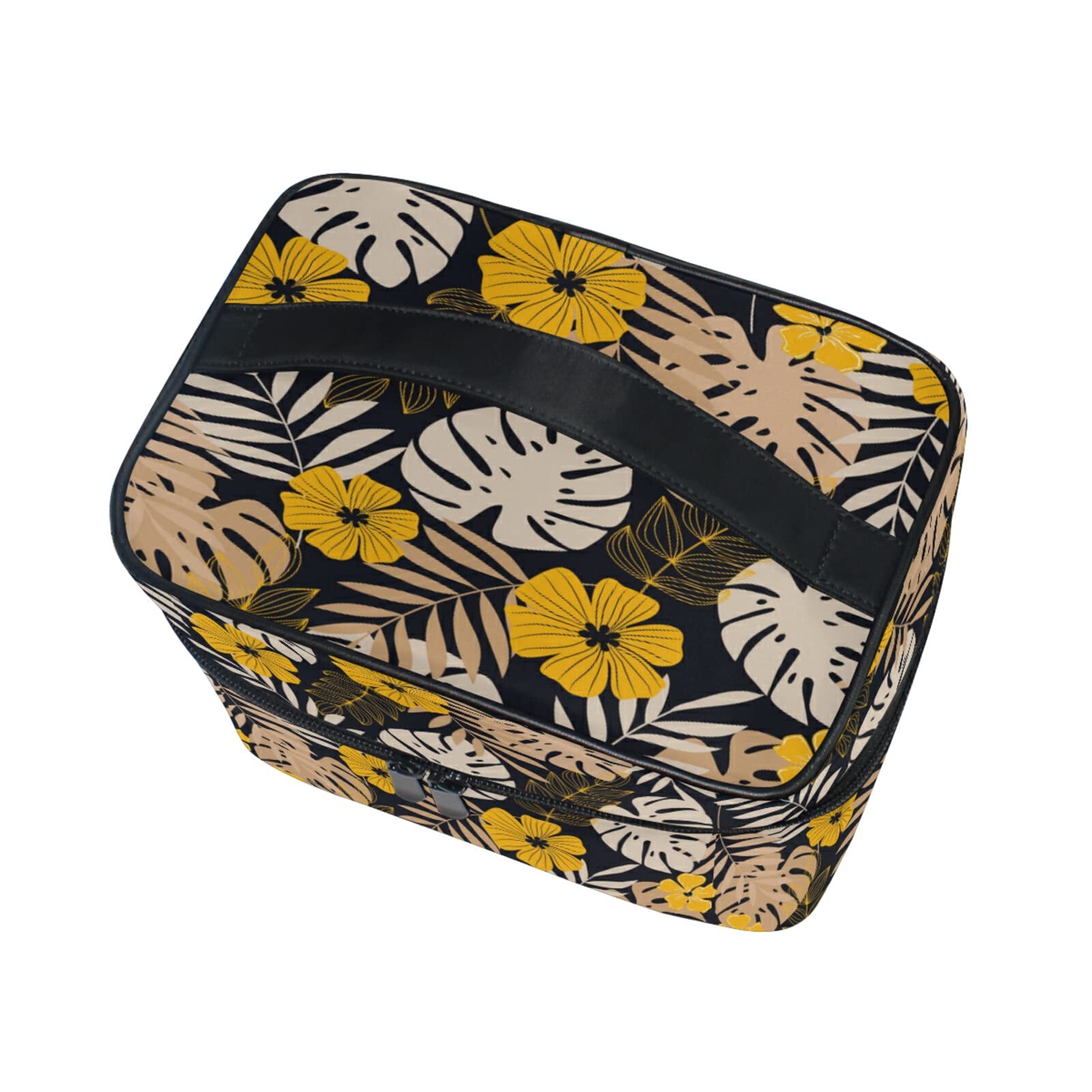 Stylish Tropical Palm Leaf Makeup Bag for Women - Waterproof Cosmetic & Toiletry Travel Organizer - Perfect for Beach Vacations, Gym Essentials, and Daily Beauty Storage
