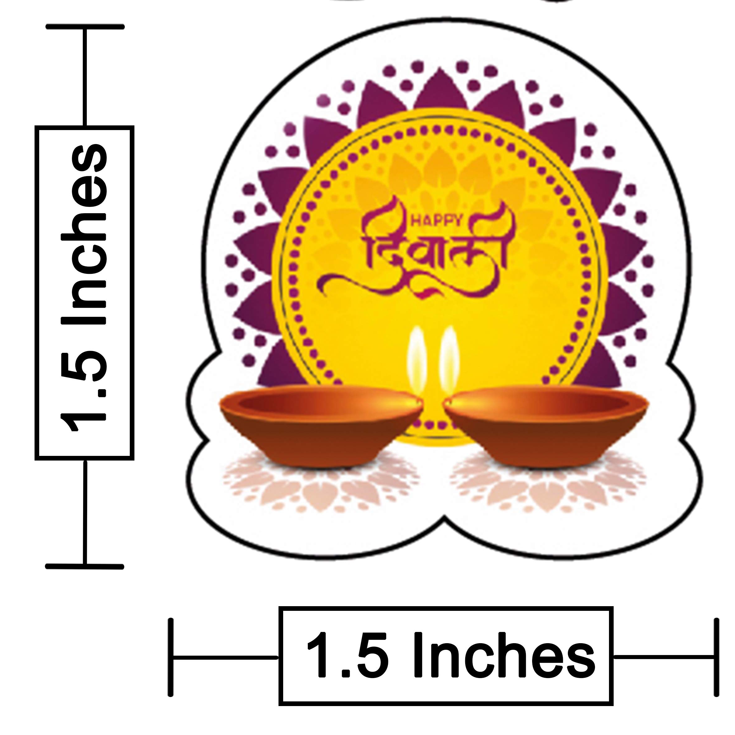 Happy Diwali Self-Adhesive Gift Wrap Stickers - 15pcs Festive Shape Labels for Crafts, Packages & Greeting Cards | Perfect for Diwali Decorations, Party Favors & Gift Sealing