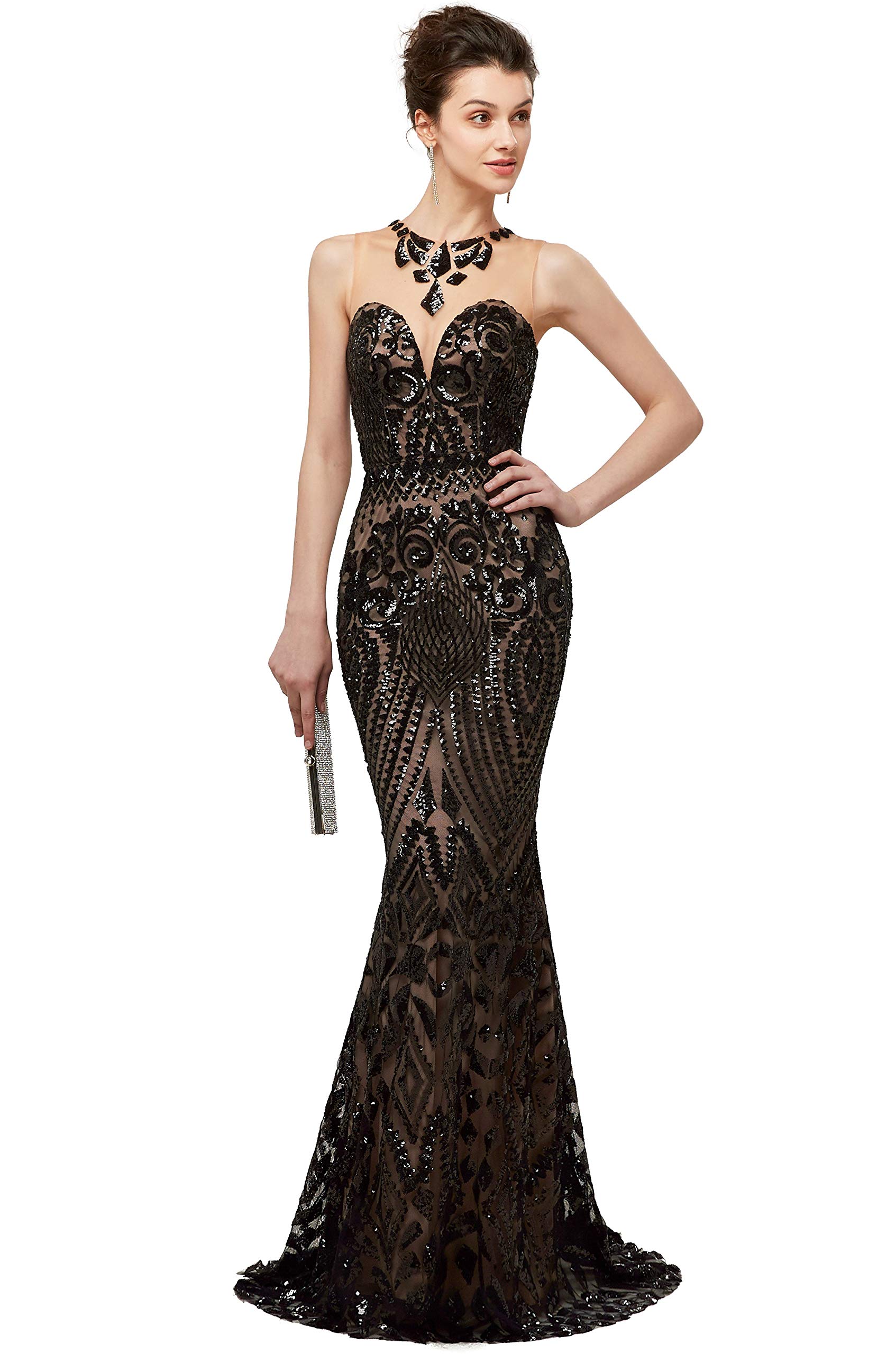 Heartgown Women's Sexy Sequin Mermaid Evening Dress - Sparkly Long Prom Party Gown for Formal Events, Wedding Guest & Nightclub Outfits
