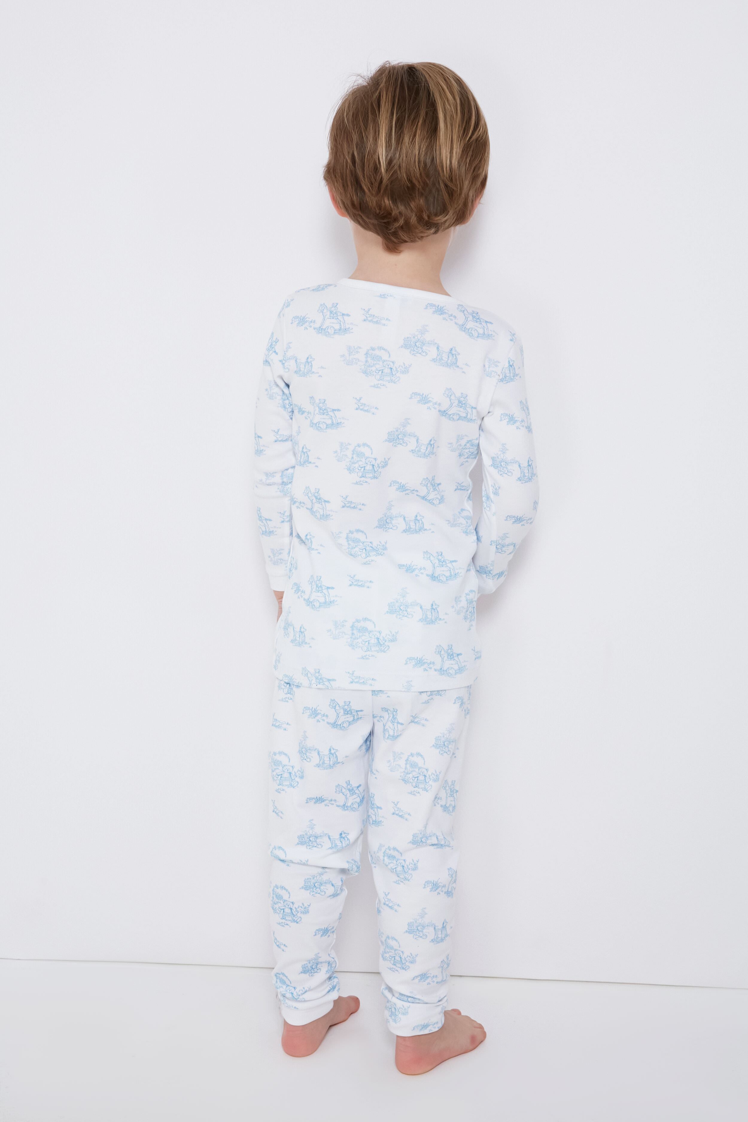 Blue Toile Pajamas Set for Women - Soft Cotton Sleepwear for Lounge & Nighttime Comfort - Perfect for Relaxing at Home or Gift Giving