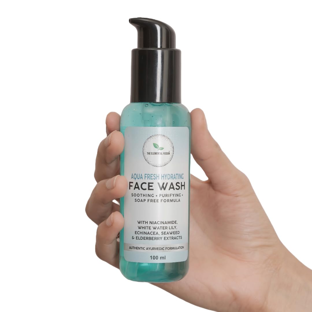 Elemental Fusion Aqua Fresh Niacinamide Face Wash - Anti-Acne Cleanser for Oily, Dry & Sensitive Skin | Hydrating & Refreshing Daily Facial Cleanser with Niacinamide | 100ml | Perfect for Morning & Night Skincare Routine