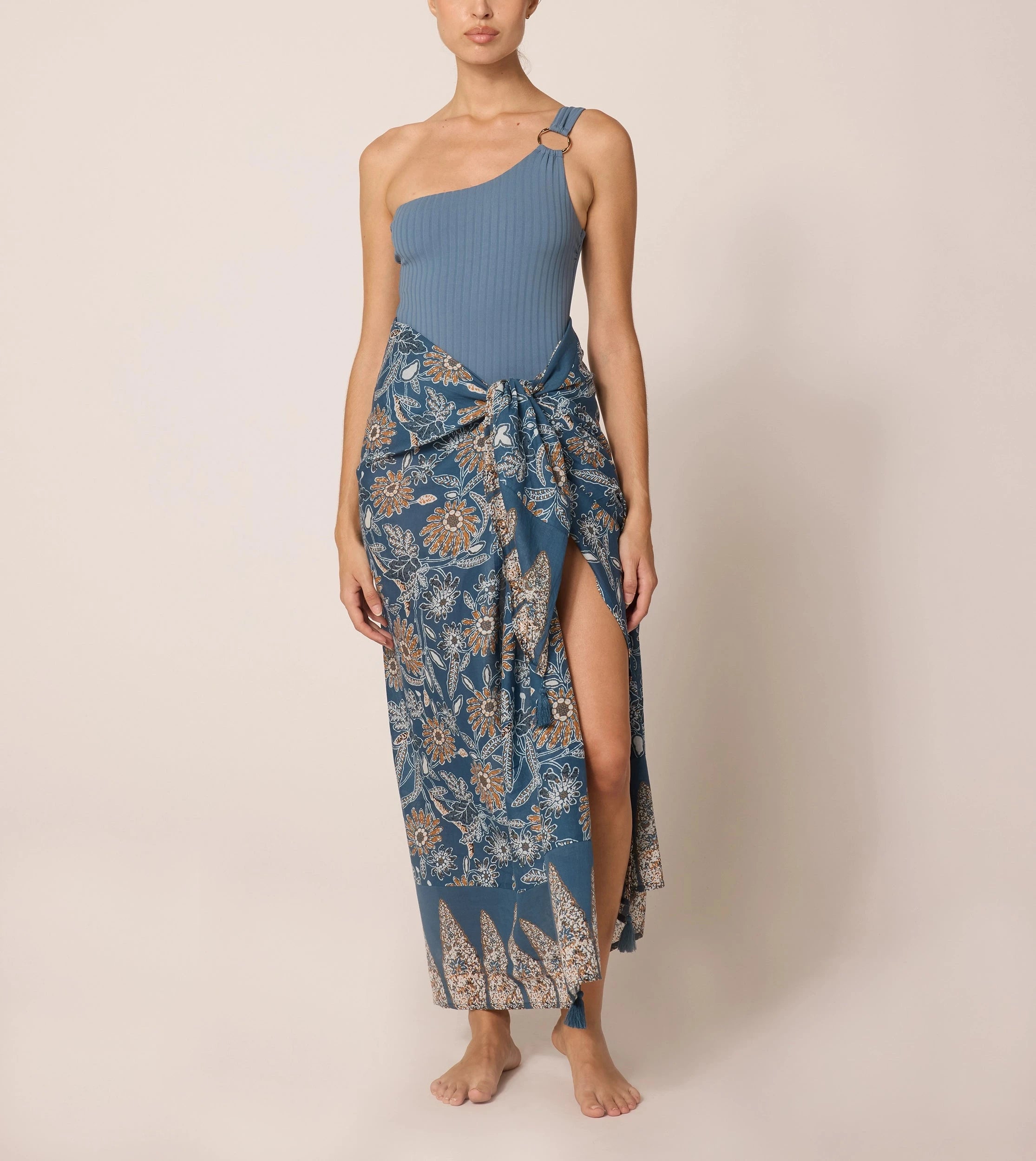 Artemis Sarong - Floral Magnolia Print Beach Wrap - Lightweight & Breathable for Summer Vacations, Poolside Lounging, and Tropical Getaways