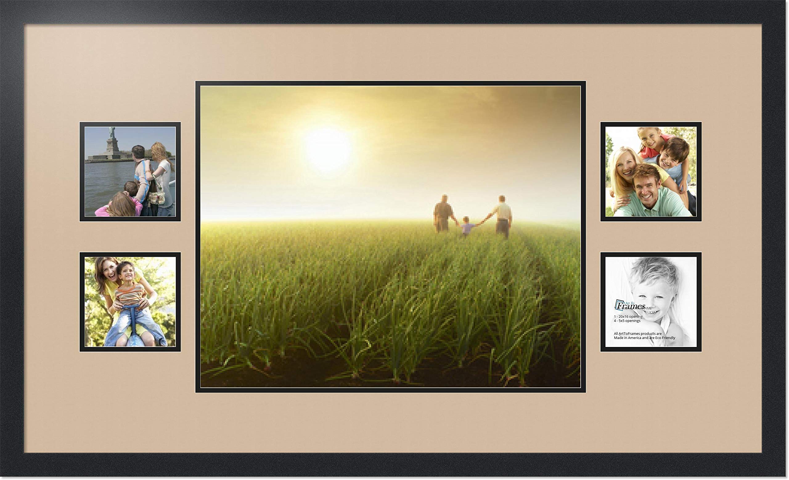 Art to Frames Double-Multimat-312-782/89-FRBW26079 37x21 Inch Black Picture Frame - 1.25 Inch Wide Satin Finish - Perfect for Wall Art, Photos, and Home Decor