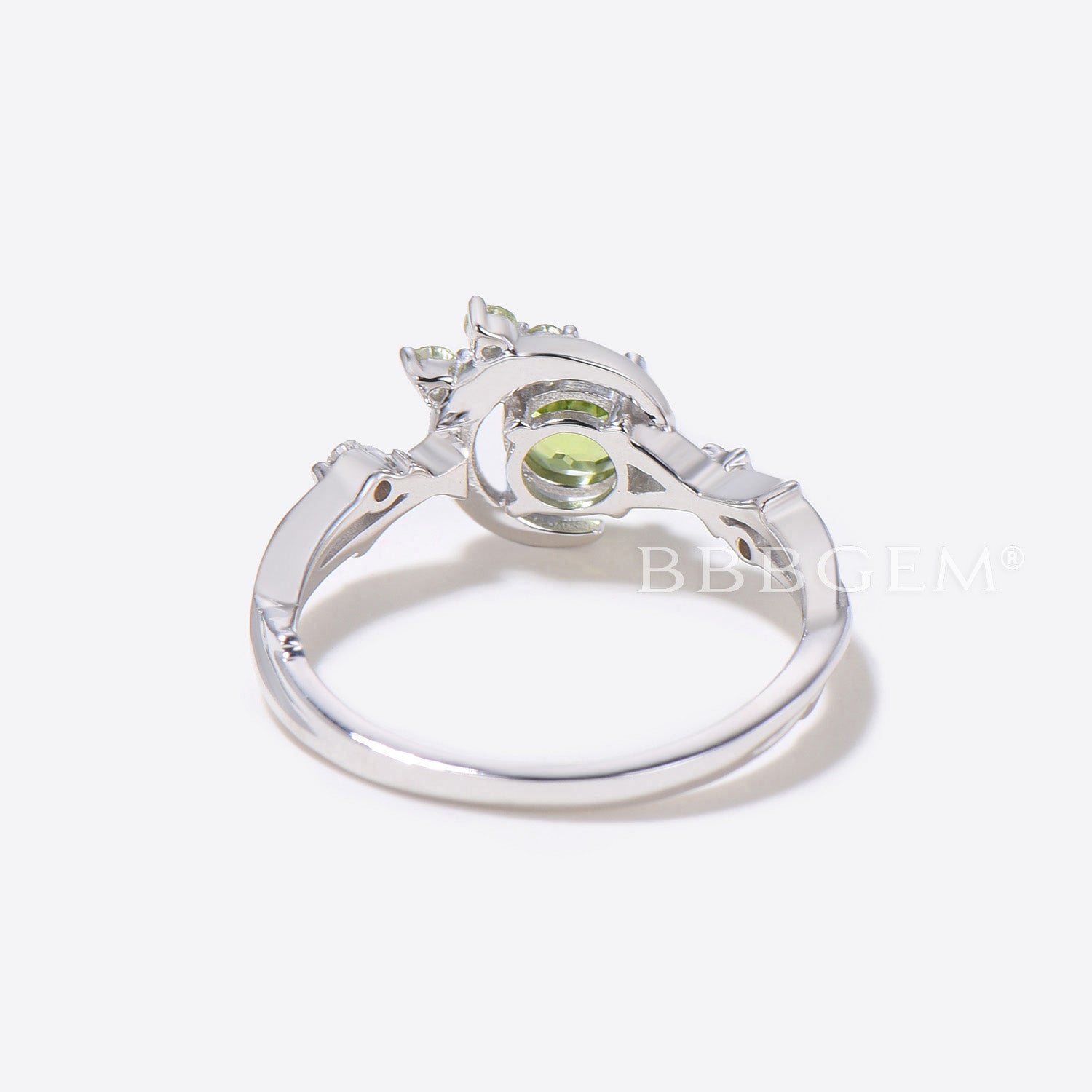 Moon Star Design Round Cut Peridot & Diamond Cluster Ring | Elegant Green Gemstone Jewelry for Women | Perfect for Engagement, Anniversary & Special Occasions