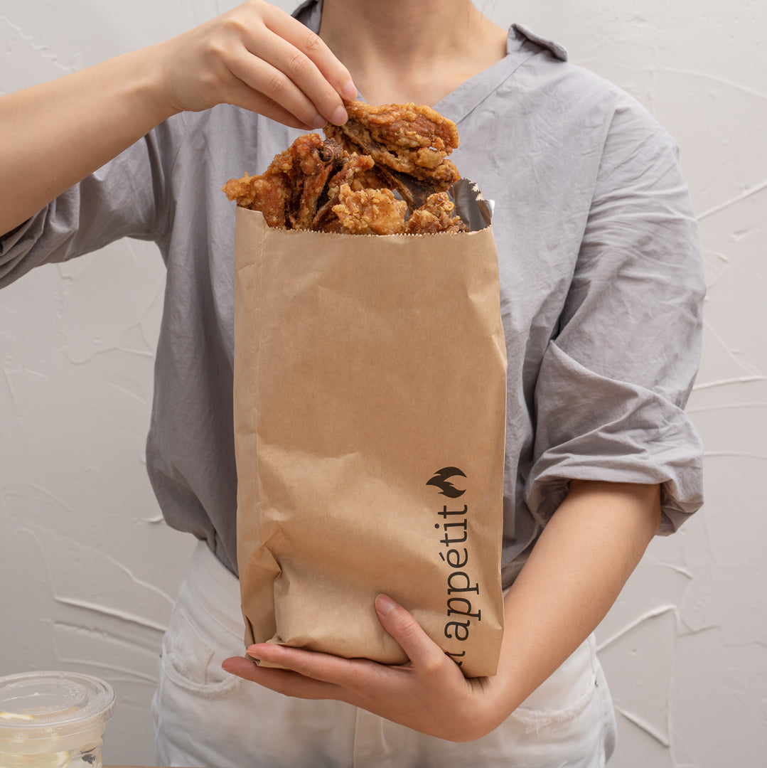 Eco-Friendly Kraft Paper Foil Bags with Bon Appetit Print - 1/2 Gallon Size (6.5