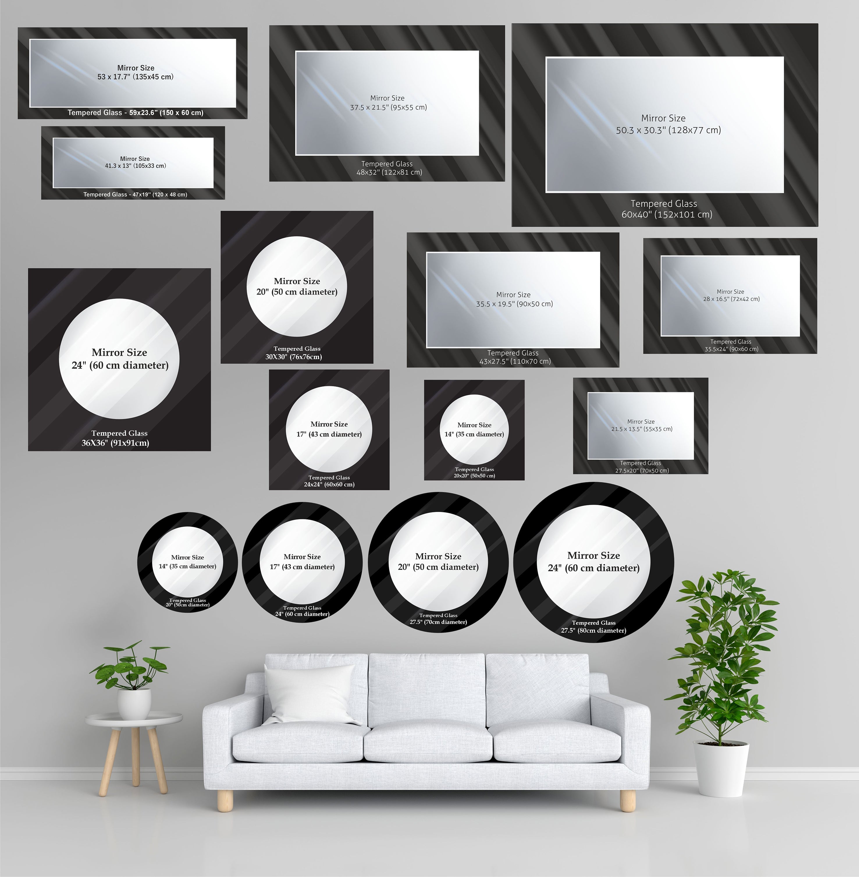 Black & Gold Marble Glass Wall Mirror - Modern Luxury Bathroom Decor for Vanity, Bedroom, or Entryway - Elegant Home Accent Mirror with Stylish Design