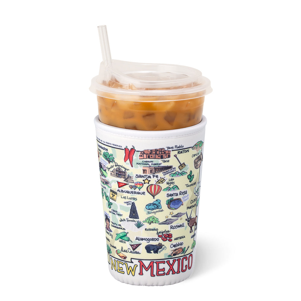 New Mexico Medium Iced Cup Coolie - Insulated Beverage Sleeve for Coffee, Tea & Cold Drinks - Perfect for Road Trips, Office & Outdoor Activities