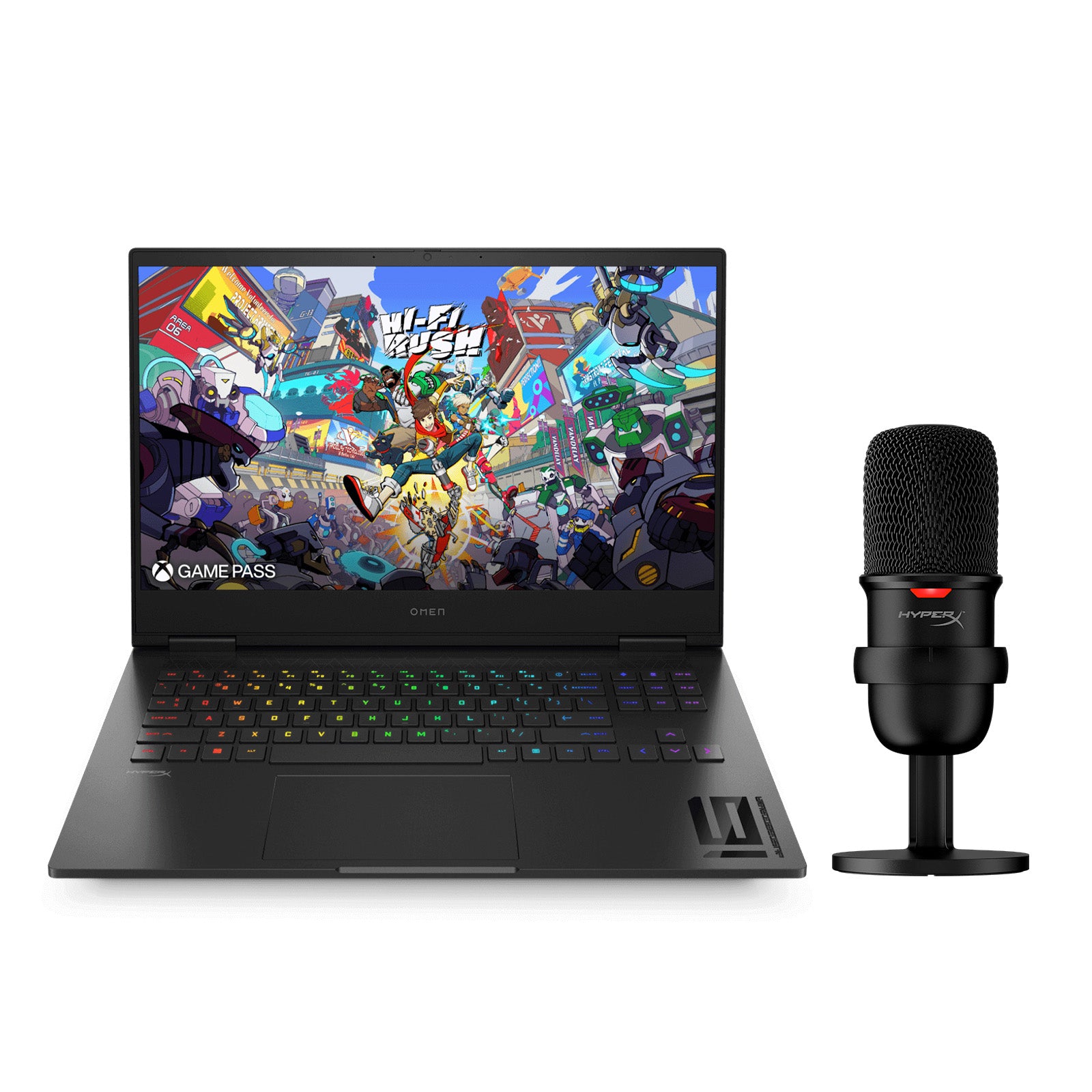 OMEN Transcend 16 Gaming Laptop with HyperX SoloCast USB Microphone - PC Bundle for Streaming, Gaming & Remote Work
