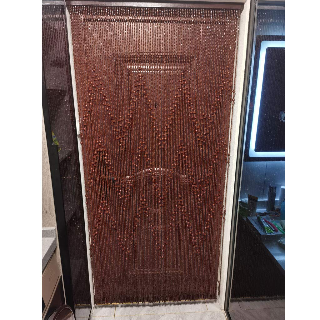 Natural Wood Beaded Curtains for Doorways - 52 Wooden Beads Room Divider (95x195cm) | Customizable Door String Curtain for Bedroom, Closet & Home Decor | Boho Chic Partition for Living Room, Studio & Entryway