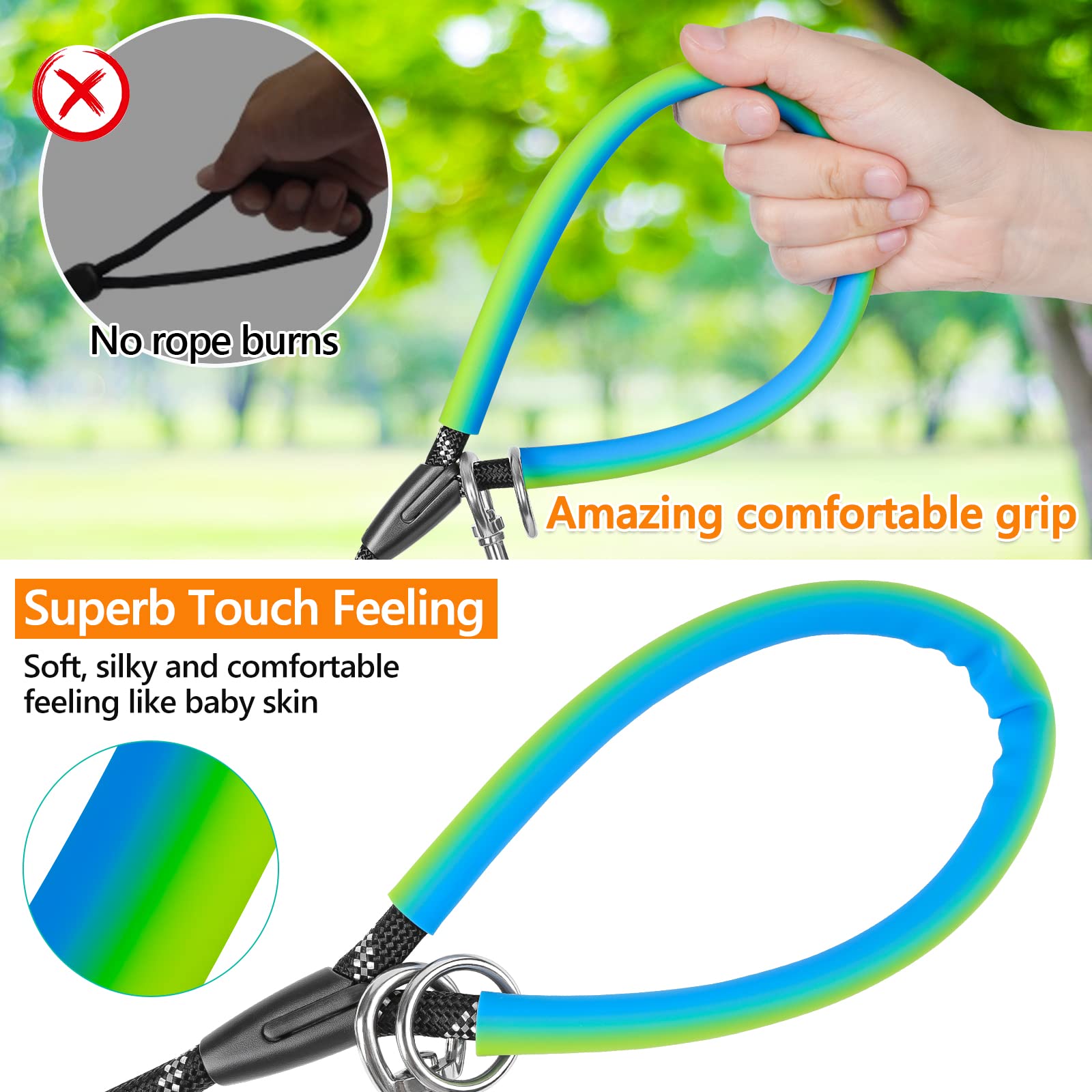 30 FT Dog Leash with 2 Swivel Hooks & Reflective Threads - Long Training Lead for Obedience Recall & Agility - Soft Handle Puppy Leash for Walking, Hunting, Camping - Perfect for Small, Medium & Large Dogs (Black) - Great for Outdoor Adventures, Park Training & Pet Safety