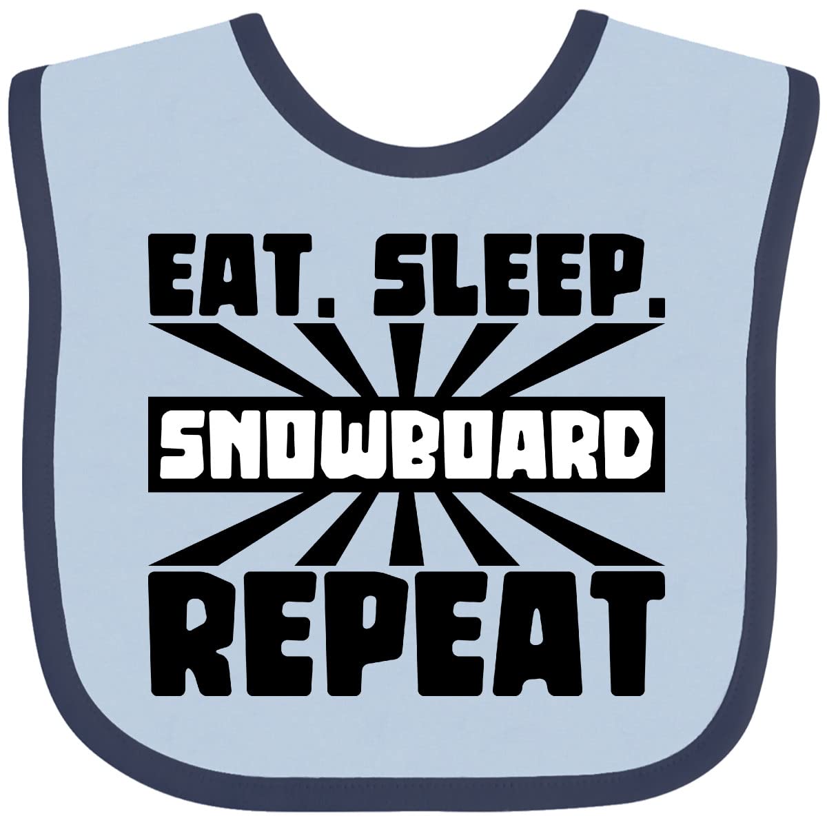 Inktastic Eat Sleep Snowboard Repeat Baby Bib - Soft Cotton Drool Bib for Infants & Toddlers - Perfect for Snowboarding, Skiing & Winter Sports Fans