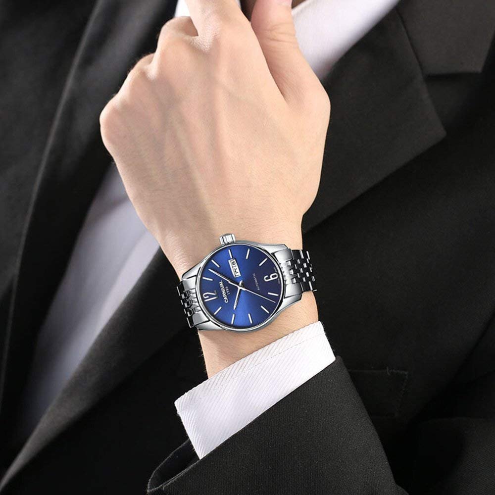 MASTOP Men's Minimalist Business Automatic Mechanical Watch - Gold & Silver Stainless Steel Swiss Movement - Perfect for Office, Formal Events & Professional Settings