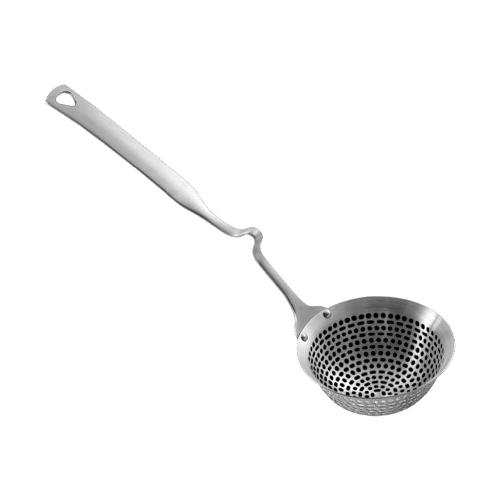 HEMOTON 304 Stainless Steel Hot Pot Colander & Fat Skimmer Spoon - Slotted Food Strainer for Hot Pot, French Fries, Lo Mein - Durable Restaurant-Grade Serving Scoop for Kitchen & Dining Use