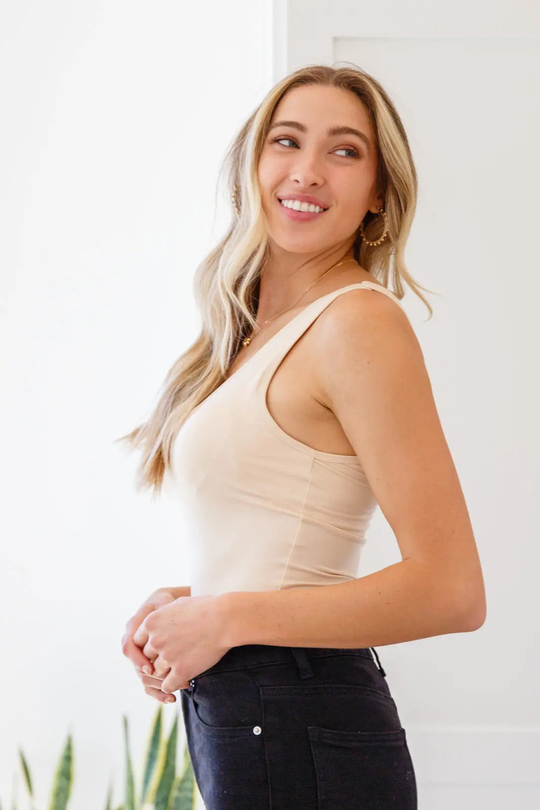Keep Me Around Bodysuit in Beige | Soft Stretchy Women's Bodysuit | Perfect for Layering, Casual Outfits & Everyday Wear